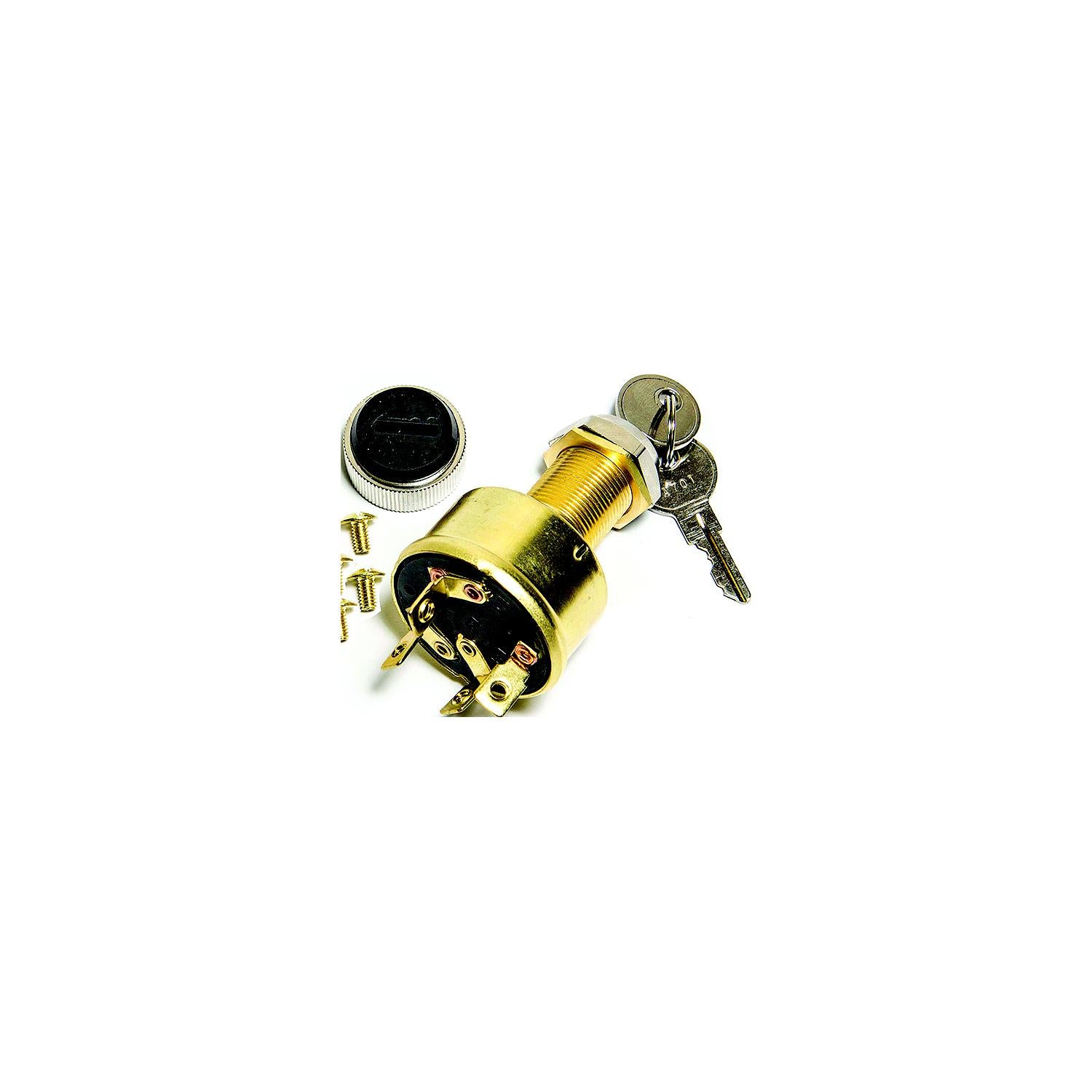 Sierra Sierra MP39070 Conventional 4 Position 1" Brass 4 Screw Terminal 12V 15 Amp Ignition Starter Switch