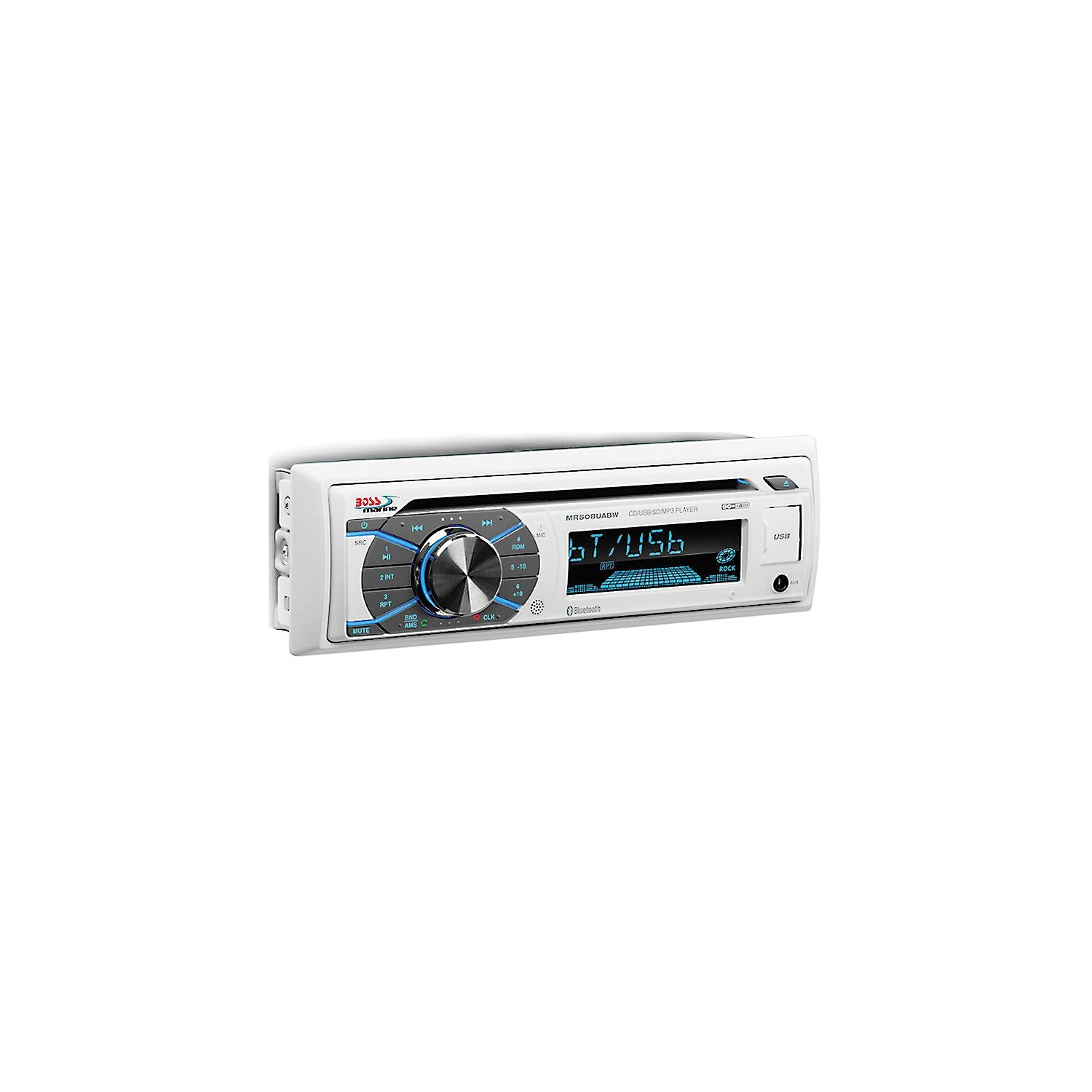 Boss Single-DIN CD/USB/SD, MP3, WMA, FM/AM Player/Bluetooth - White 153-MR508UABW
