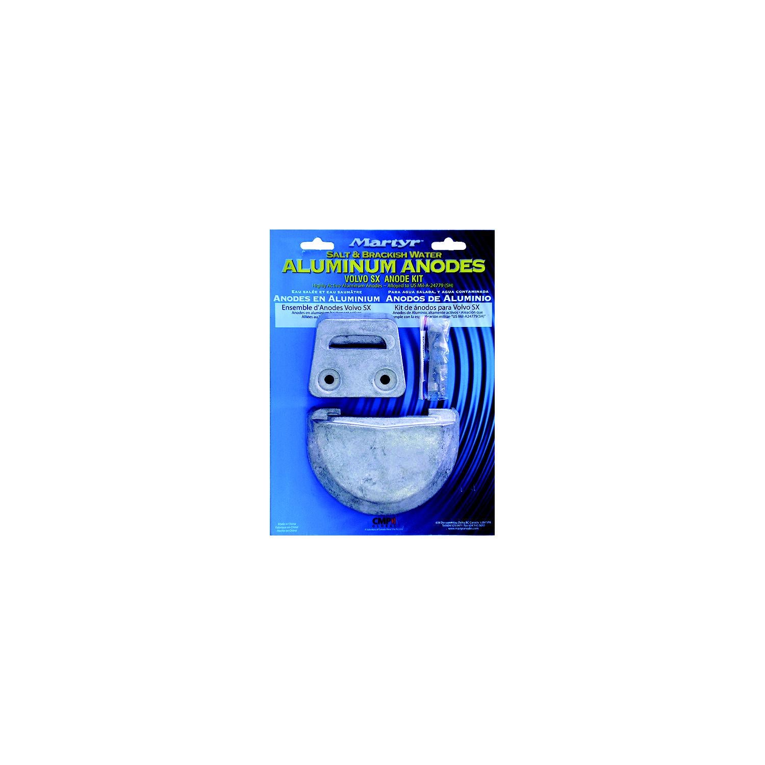 Martyr Aluminum Anode Kit For Volvo Penta SX Engine (Contains 1-3855411, 1-3854130 and Fastening Hardware) 194-CMSXKITA