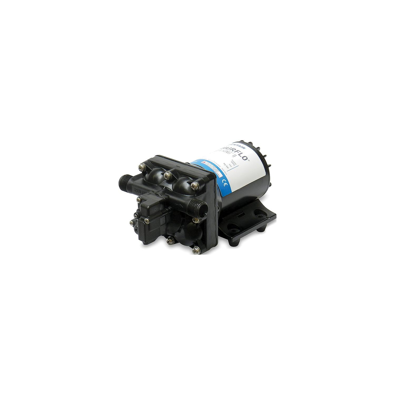 Shurflo 4128-110-E04 Aqua King II Black 30 PSI 12V 2 GPM 3.5 Amp Automatic Fresh Water Pump 8 1/8" x 5" x 4 1/8" 275-4128110E04