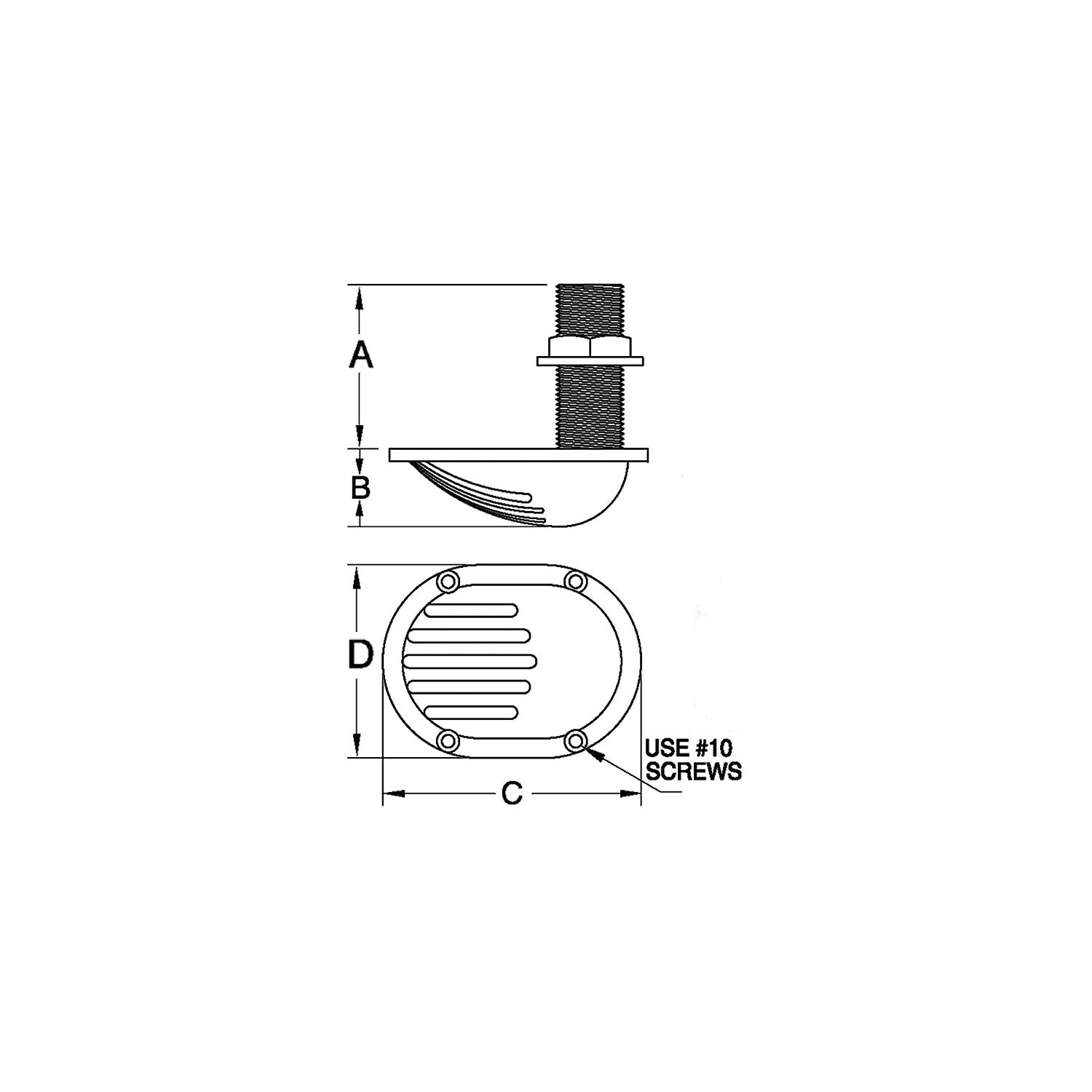 Groco Groco STH Bronze Scoop Thru-Hull With Nut