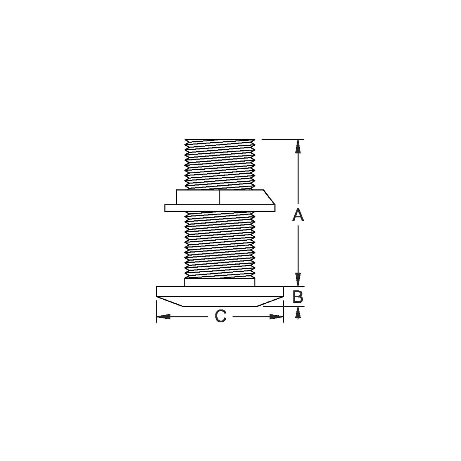 Groco TH Bronze Standard Length Thru-Hull With Nut, NPS Thread 34-TH1250W