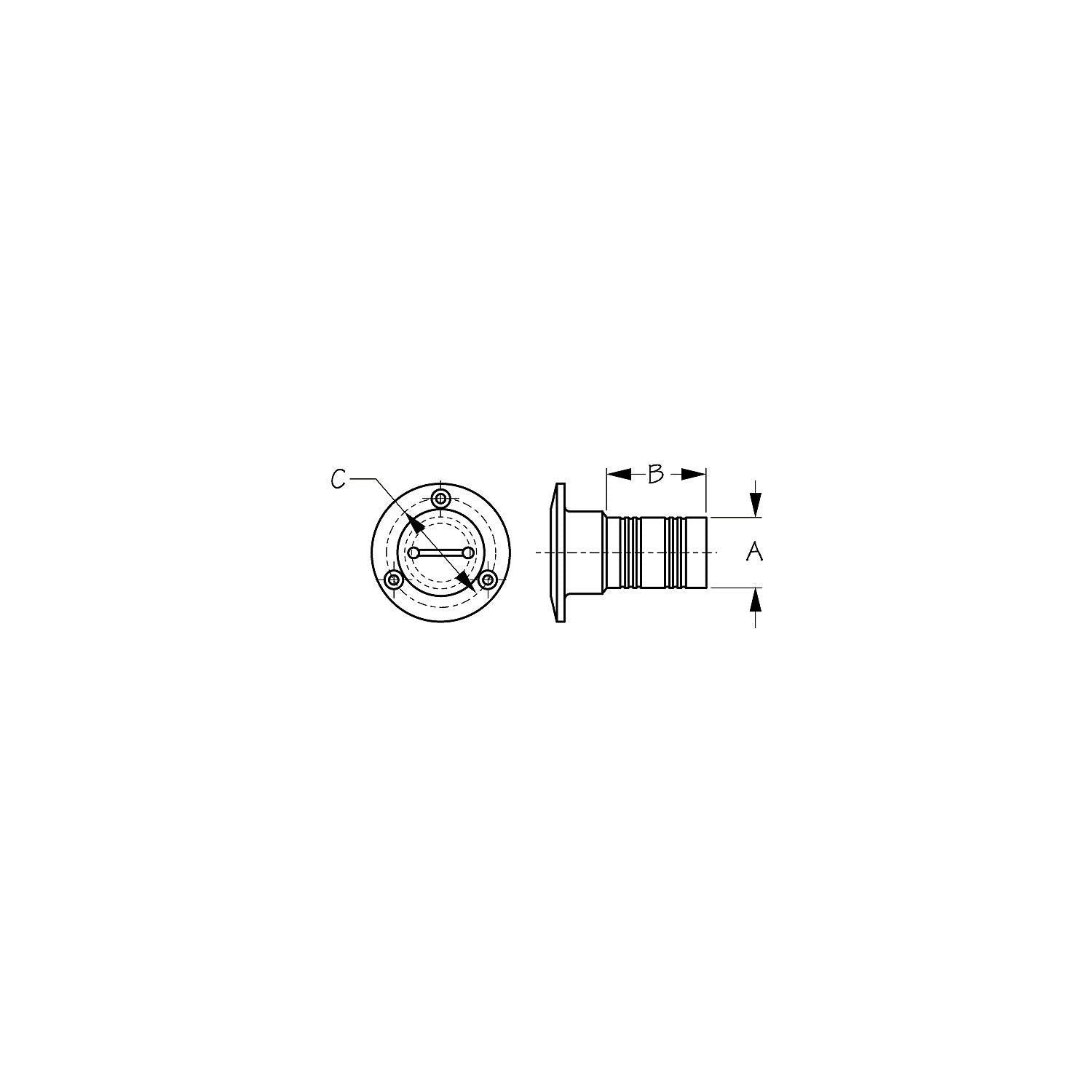 Sea-Dog Line Sea-Dog Line Seadog 3513201 Gas Deck Fill , A: 1-1/2" Hose, B:3", C:3", #10 FH, Gas