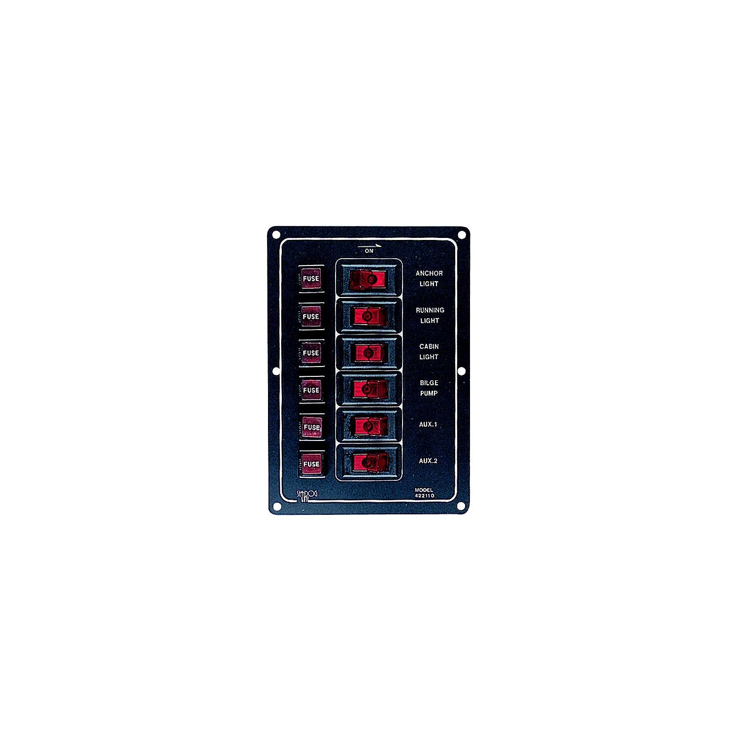 Sea-Dog Line 6 Switch Illiminated Switch Panel, Vertical 354-4221101