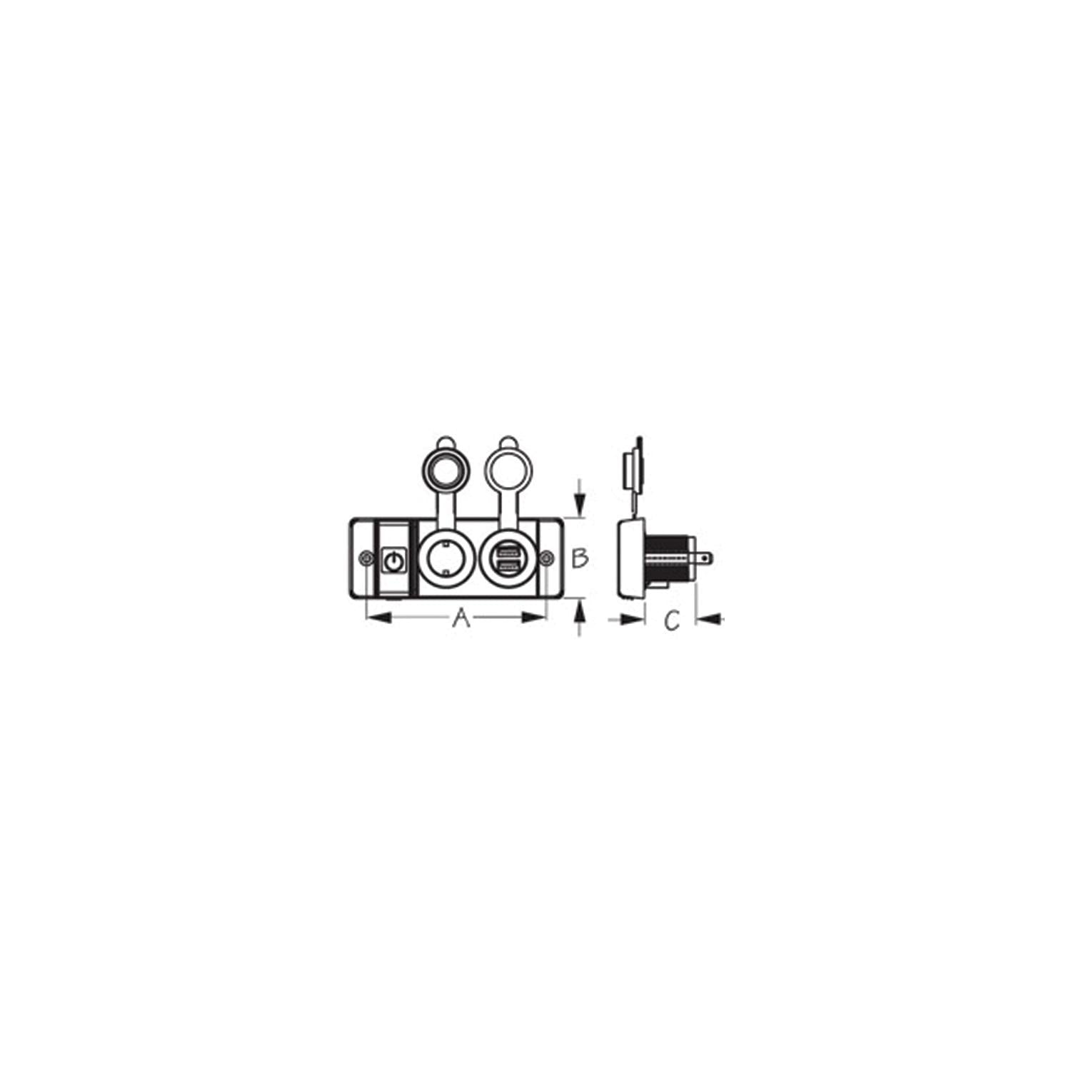 Sea-Dog Line Seadog 426506-1 Double Usb & Power Socket Panel w/Breaker Switch 354-4265061