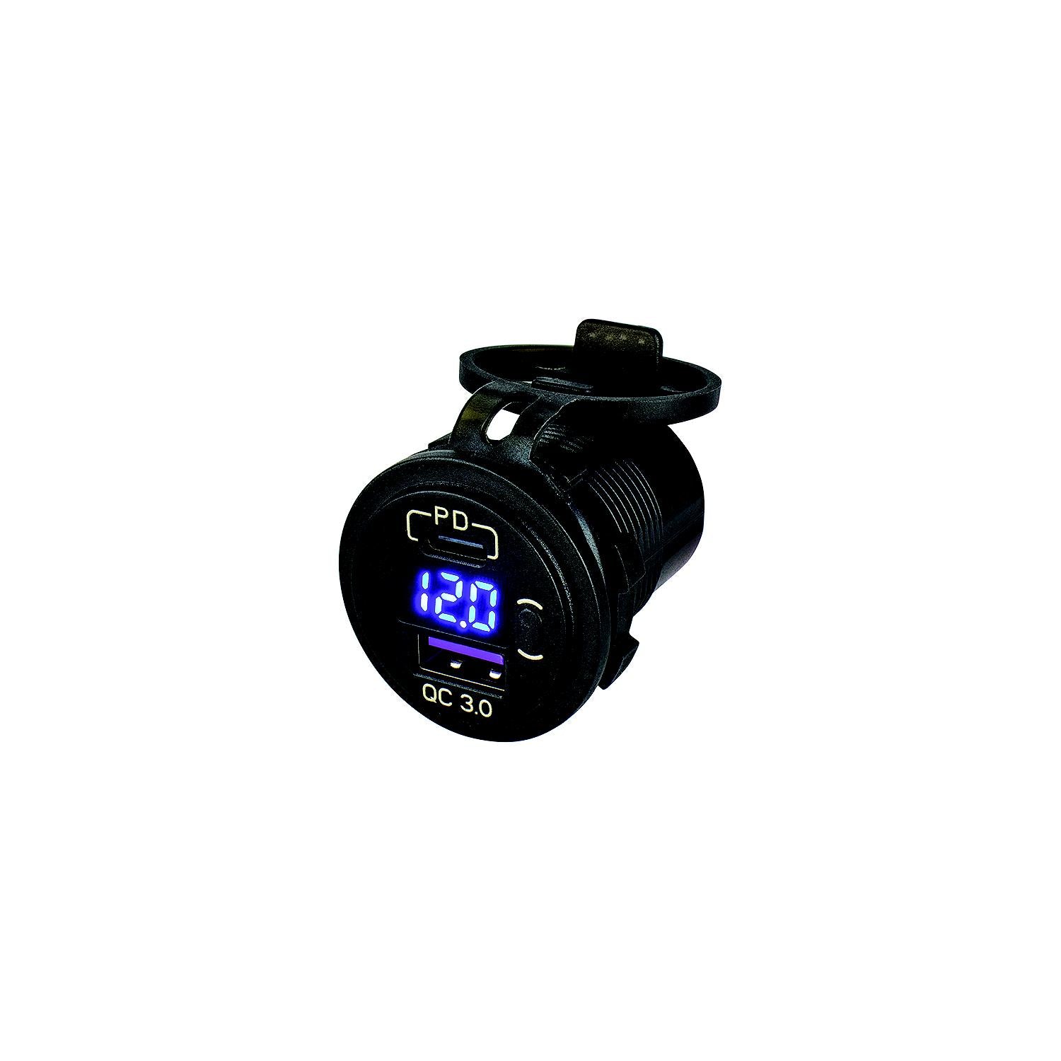 Seadog XXX USB 3.0 & USB-C Power Socket w/Volt Meter 354-4265181