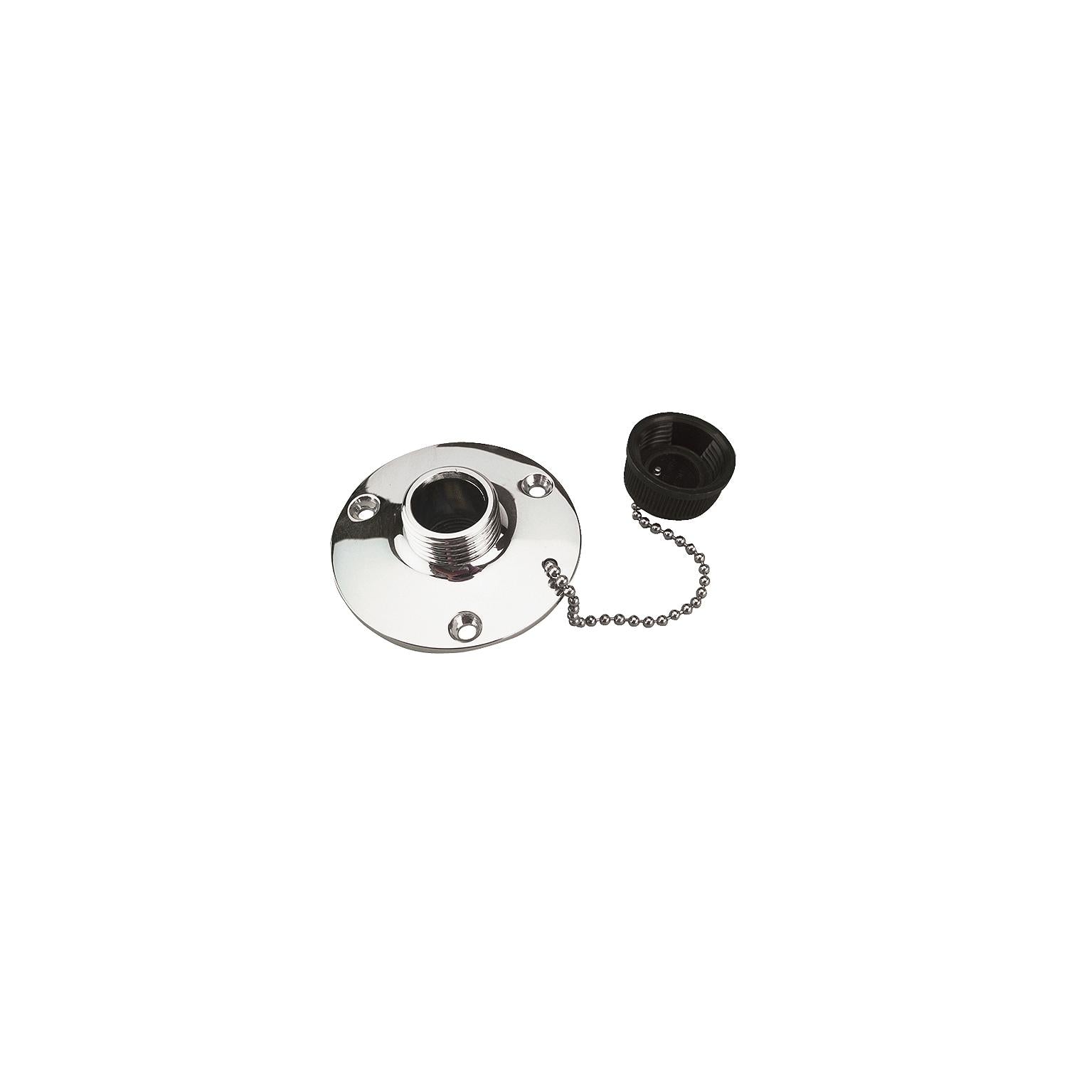 SeaDog 512120 Washdown Water Outlet | #8 Fastener | Brass Chrome Plated | Includes Cap & Chain 354-5121201