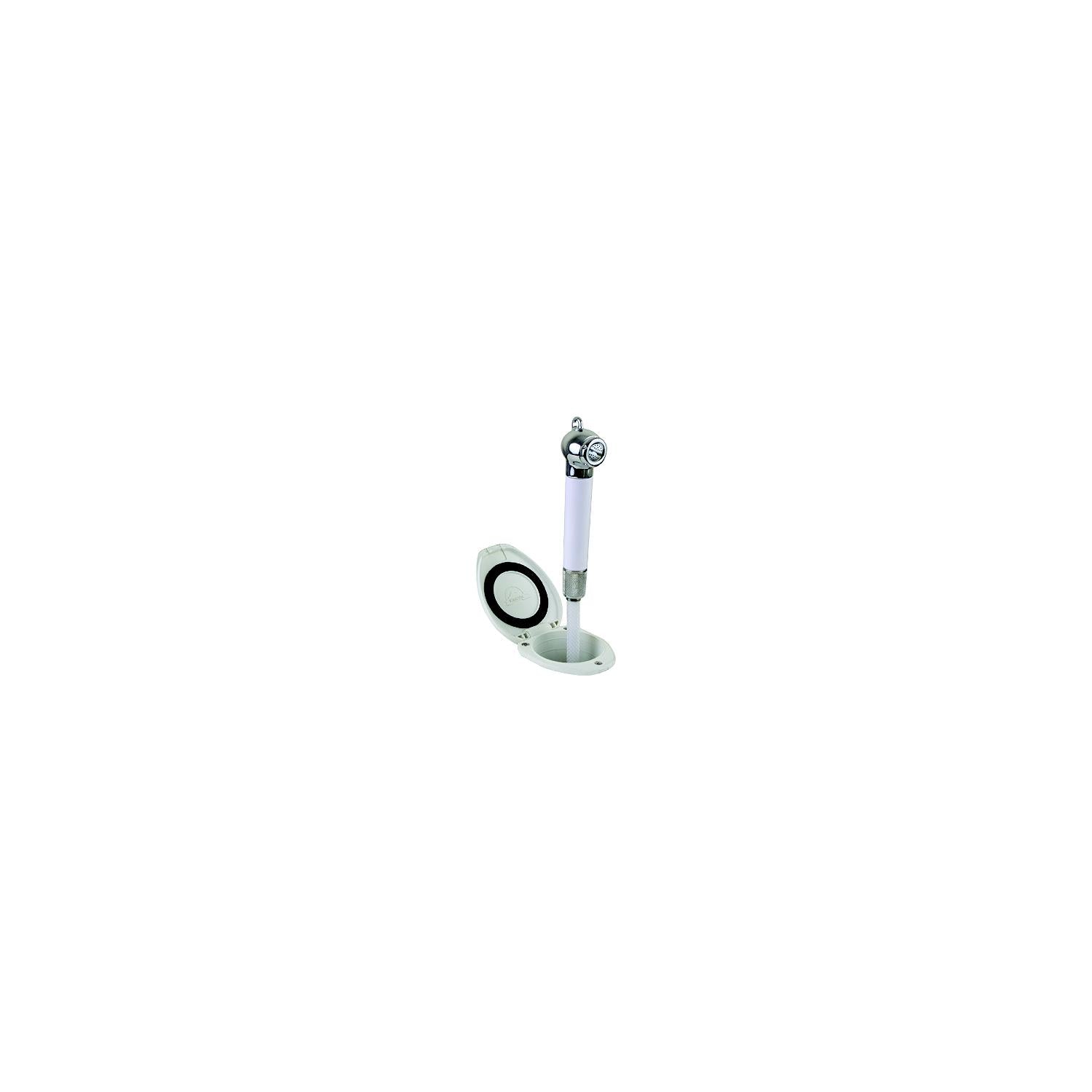 Scandvik 12106 Recessed Push-Button Transom Shower (Includes White handle, Cup, Cap and 6' White Hose 390-12106P