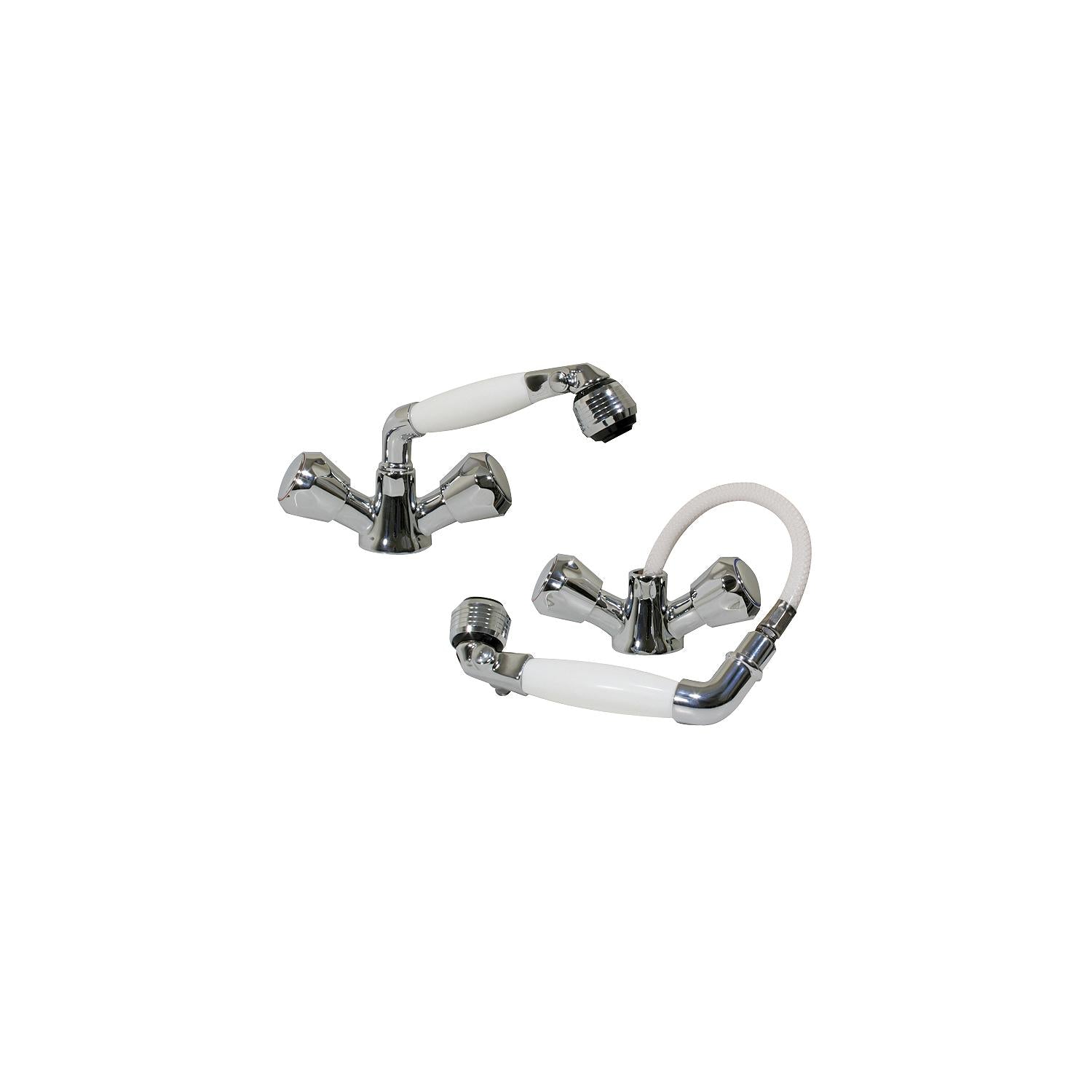 Scandvik 46011 Standard Combination Pull-Out Faucets and Shower White Handle With 5' White Nylon Hose (Includes Water Conservation Valve) 390-46011P