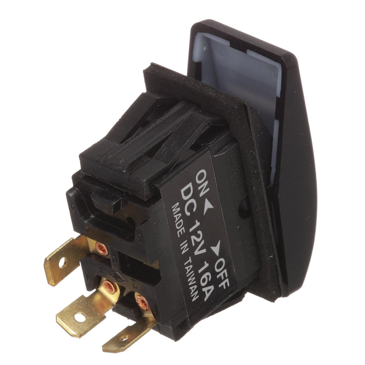 Seachoice Seachoice Illuminated Rocker Switch, SPST, 3 Terminal, On/Off, Black
