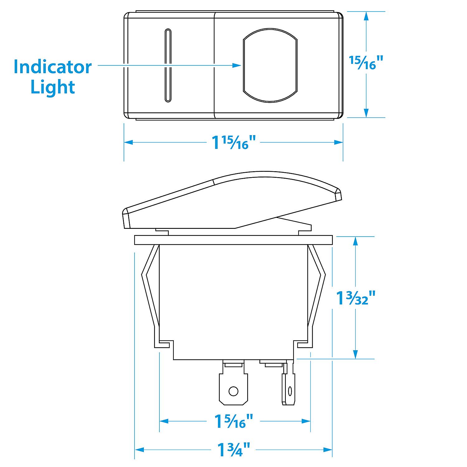 Seachoice Seachoice Illuminated Rocker Switch, SPST, 3 Terminal, On/Off, Black