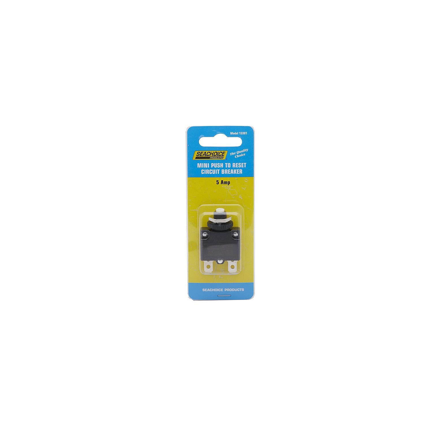 Seachoice Mini Push To Reset Circuit Breaker, 5 Amp 50-13381
