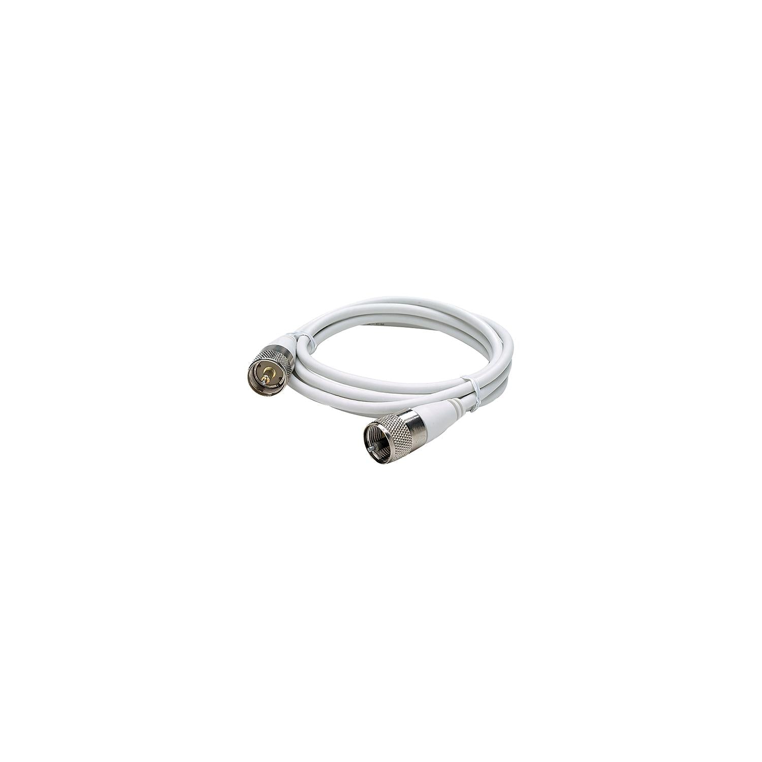 Seachoice 19761 10' RG58U White Coaxial Antenna Cable Assembly, Includes PL259 Fittings on Both Ends 50-19761