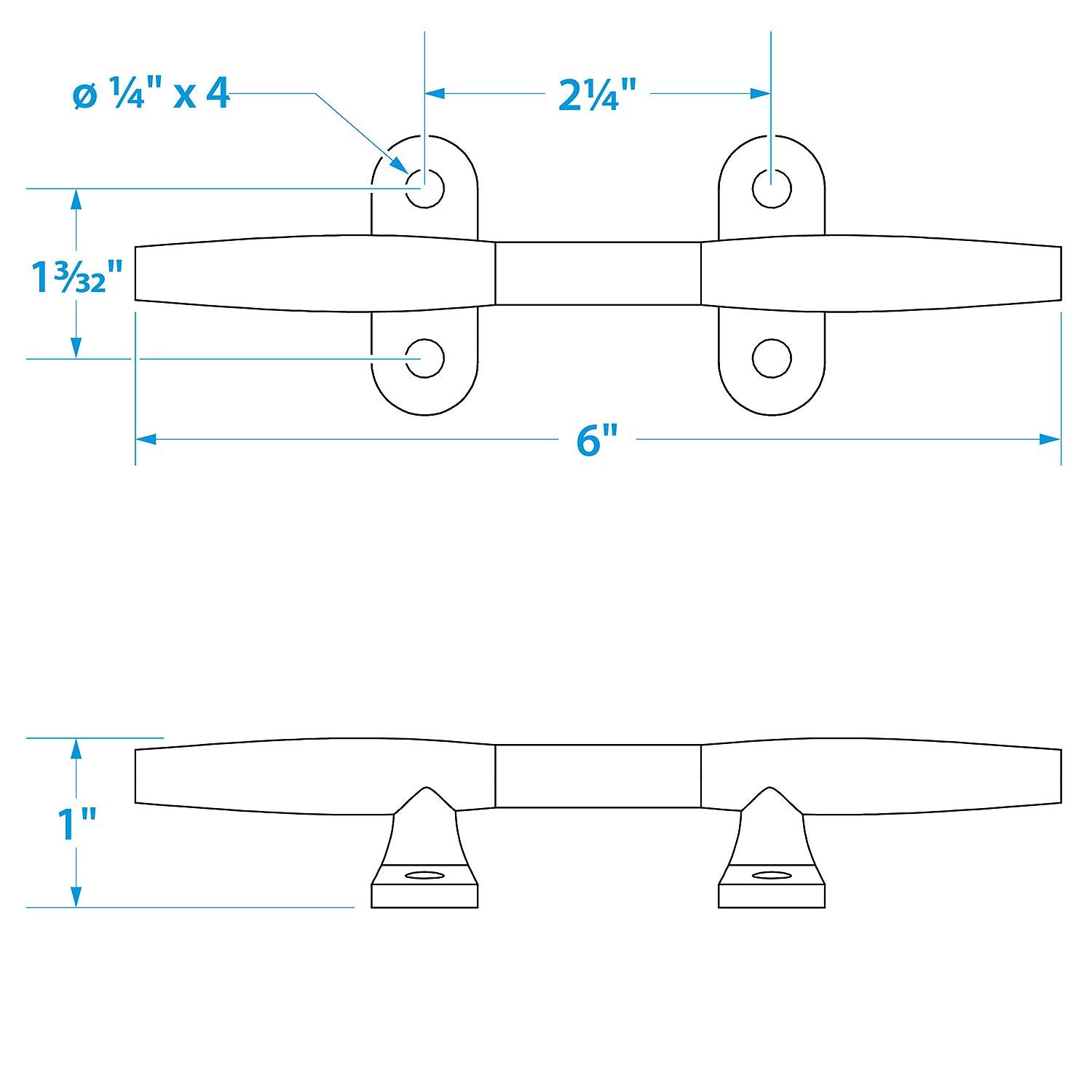 Seachoice Stainless Steel Hollow Base Cleat 50-30251