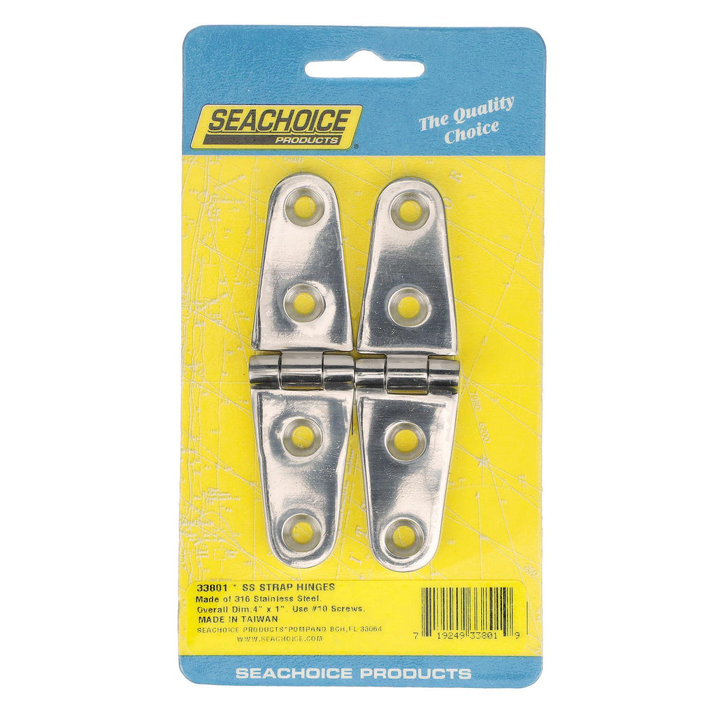 Seachoice Seachoice Marine-Grade Strap Hinges, Polished 316 Stainless Steel, 4 in. X 1 in., Pack of 2