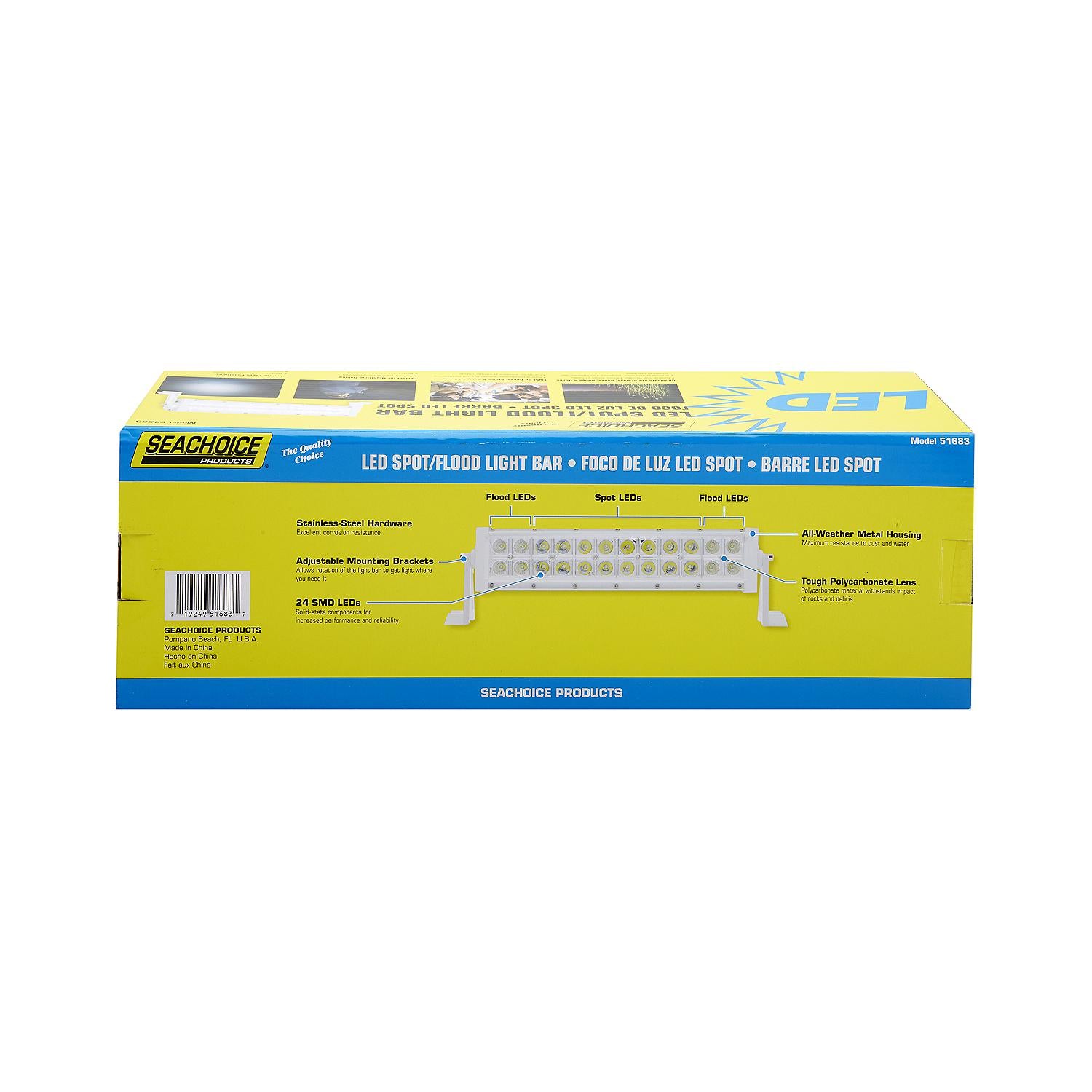 Seachoice 51683 LED Spot/Flood Light Bar, White Housing 24 LEDs, 13.6", 12/24V 50-51683