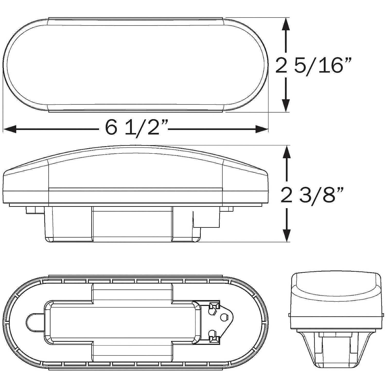 Seachoice 52931 3-Function Sealed Oval Flush-Mount Tail Light 50-52931