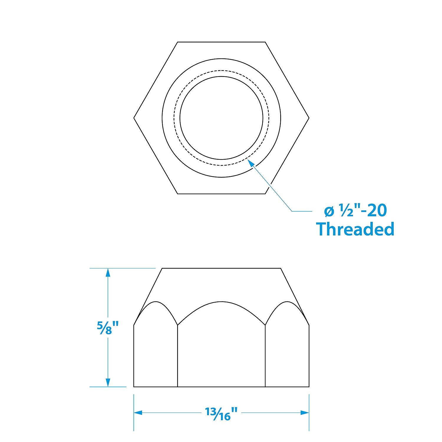 Seachoice Spare Lug Nuts 1/2-20 (5 Per Pack) 50-53911