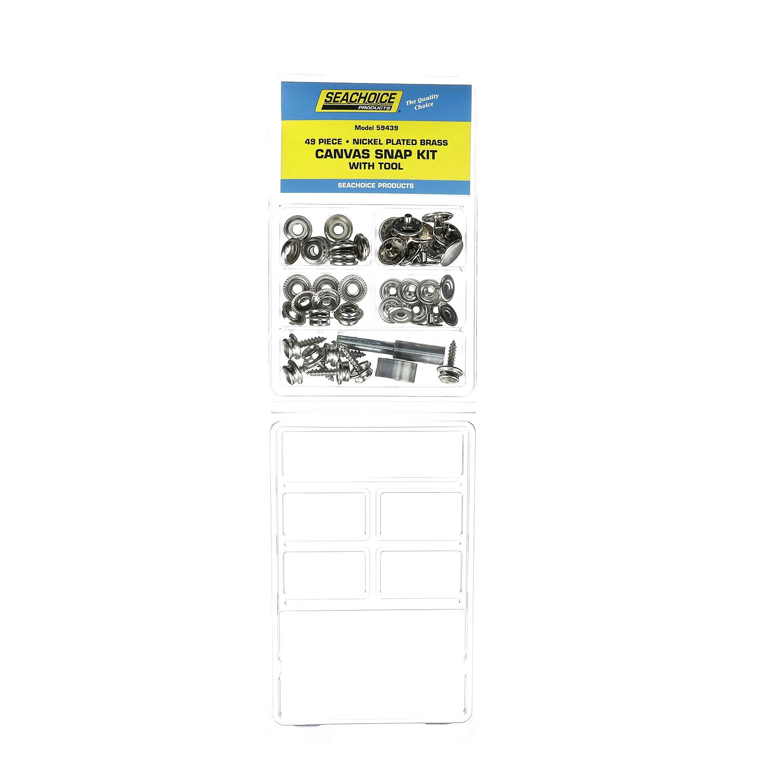 Seachoice 59439 Nickel Plated Brass Canvas Snap Kit With Tool - 48 Piece 50-59439
