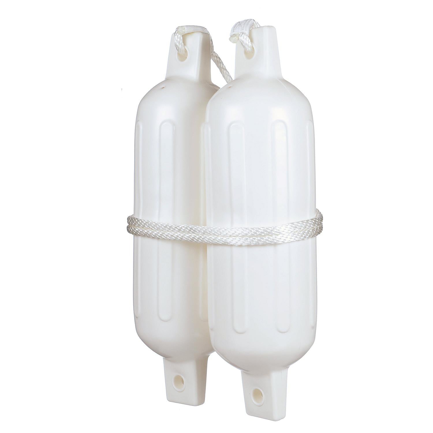 Seachoice 79251 Twin Eye Ribbed Fender Kit (Includes 2 5.5" x 20" White Fenders and 2 Matching 3/8 x 5' Fender Lines) 50-79251