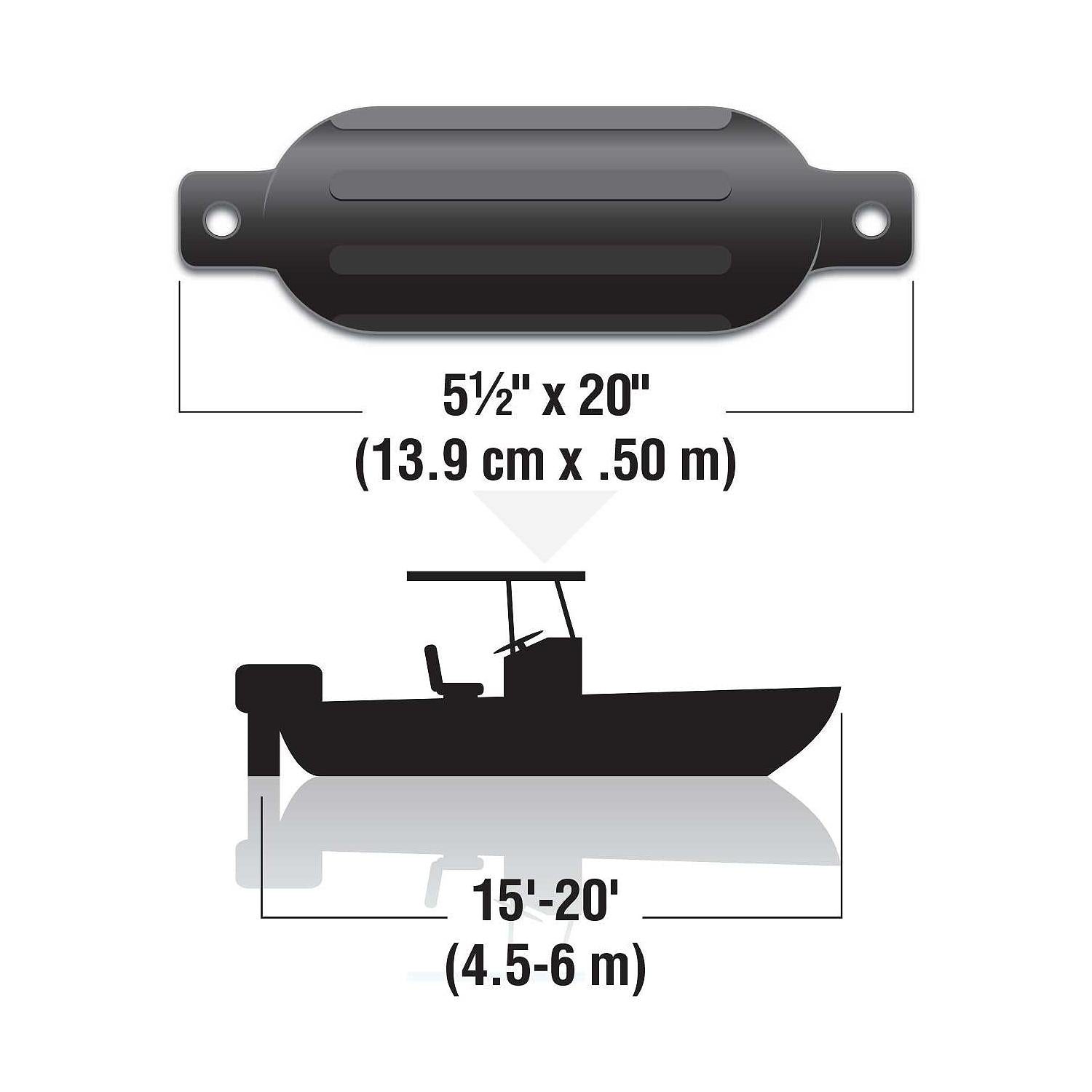 Seachoice 79261 Twin Eye Ribbed Fender Kit (Includes 2 5.5" x 20" Black Fenders and 2 Matching 3/8 x 5' Fender Lines) 50-79261