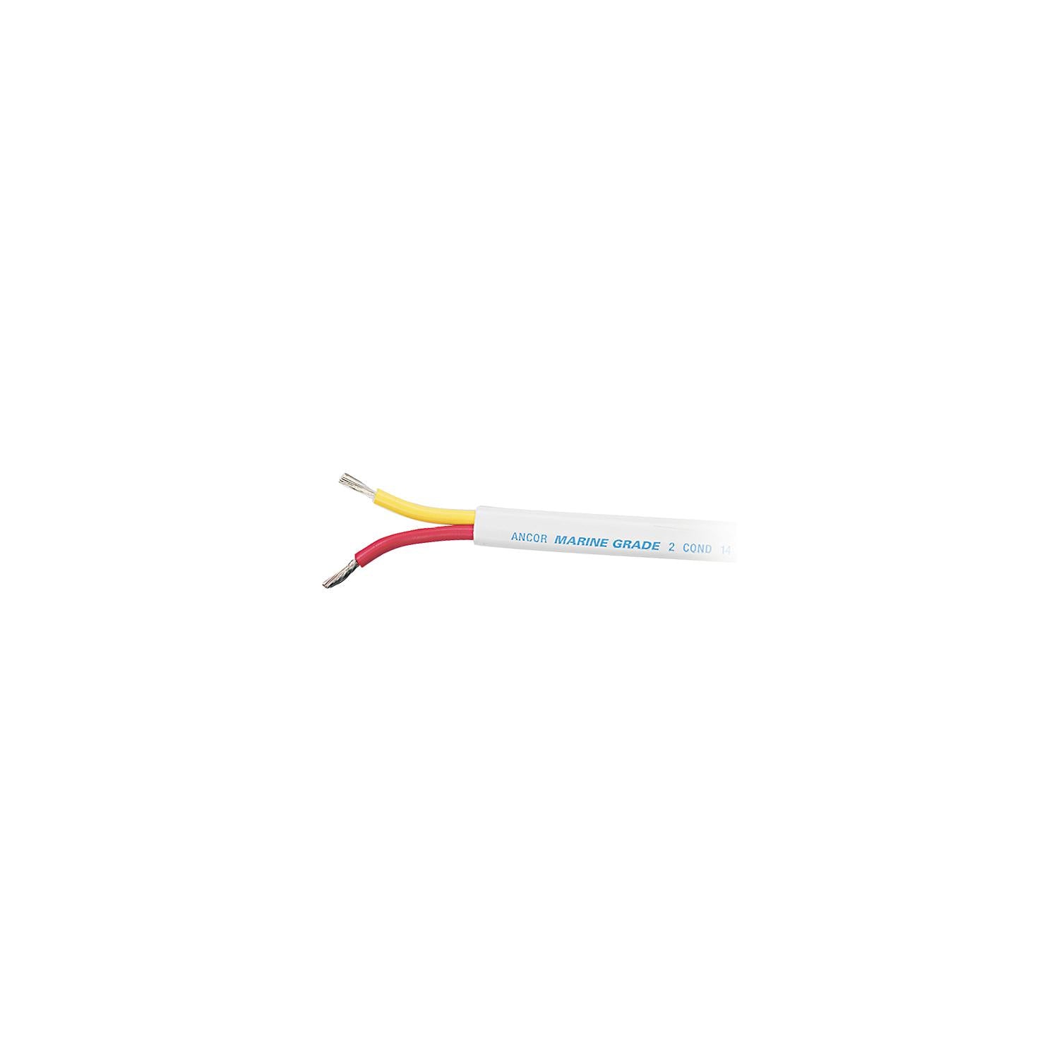 Ancor Marine Grade 123910 Tinned Duplex Safety Cable Red and Yellow With White Jacket, 8/2 Flat, 100' 639-123910