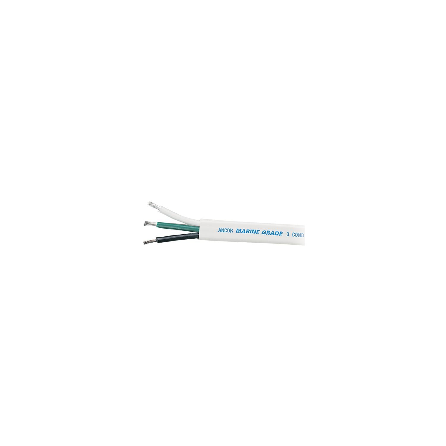 Ancor Ancor 131510 Marine Grade™ Tinned Triplex Cable, Black/Green/White Conductors, 14/3 AWG, 100', White Jacket