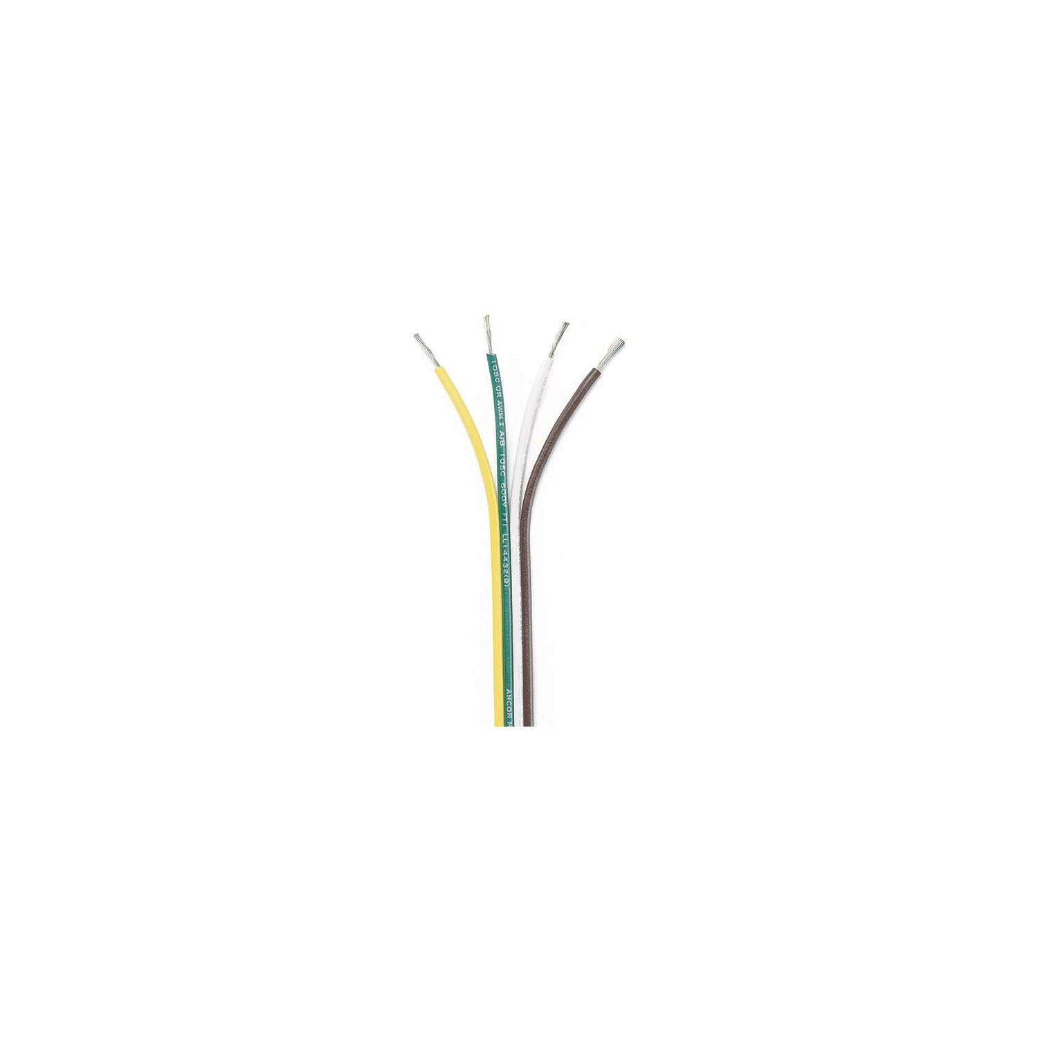 Ancor 154525 Marine Grade™ Tinned Copper White Flat Signal Cable, 16/4 AWG, 250', Brown/Green/White/Yellow 639-154525
