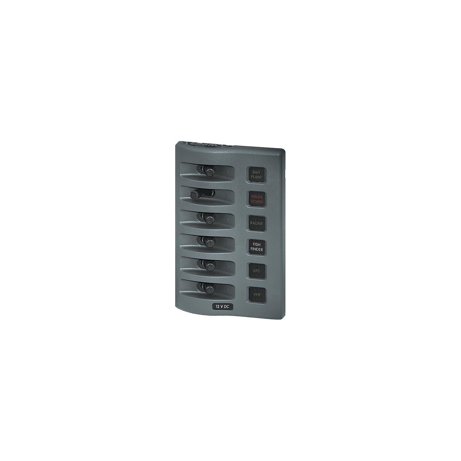 Blue Sea Systems 4306 WeatherDeck 12V DC 6 Position Waterproof Fuse Panel, Gray 661-4306
