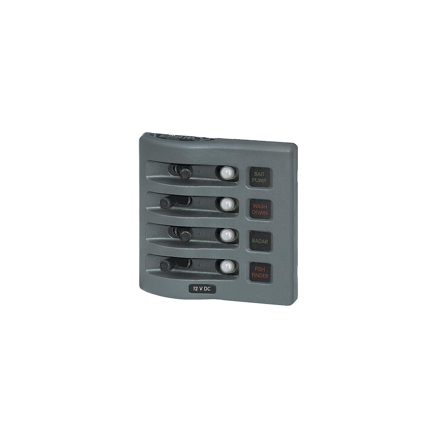 Blue Sea Systems Weatherdeck Breaker Panel 12VAC 4 Pos Gray 661-4374