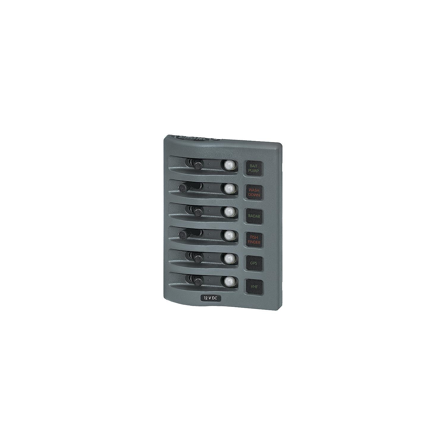Blue Sea Systems Weatherdeck Breaker Panel 12VAC 6 Pos Gray 661-4376
