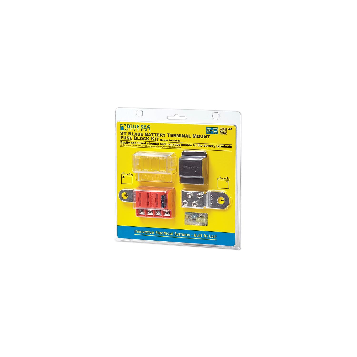 Blue Sea Systems 5024 ST-Blade Battery Terminal Mount Fuse Block Kit w/Negative Busbar 661-5024