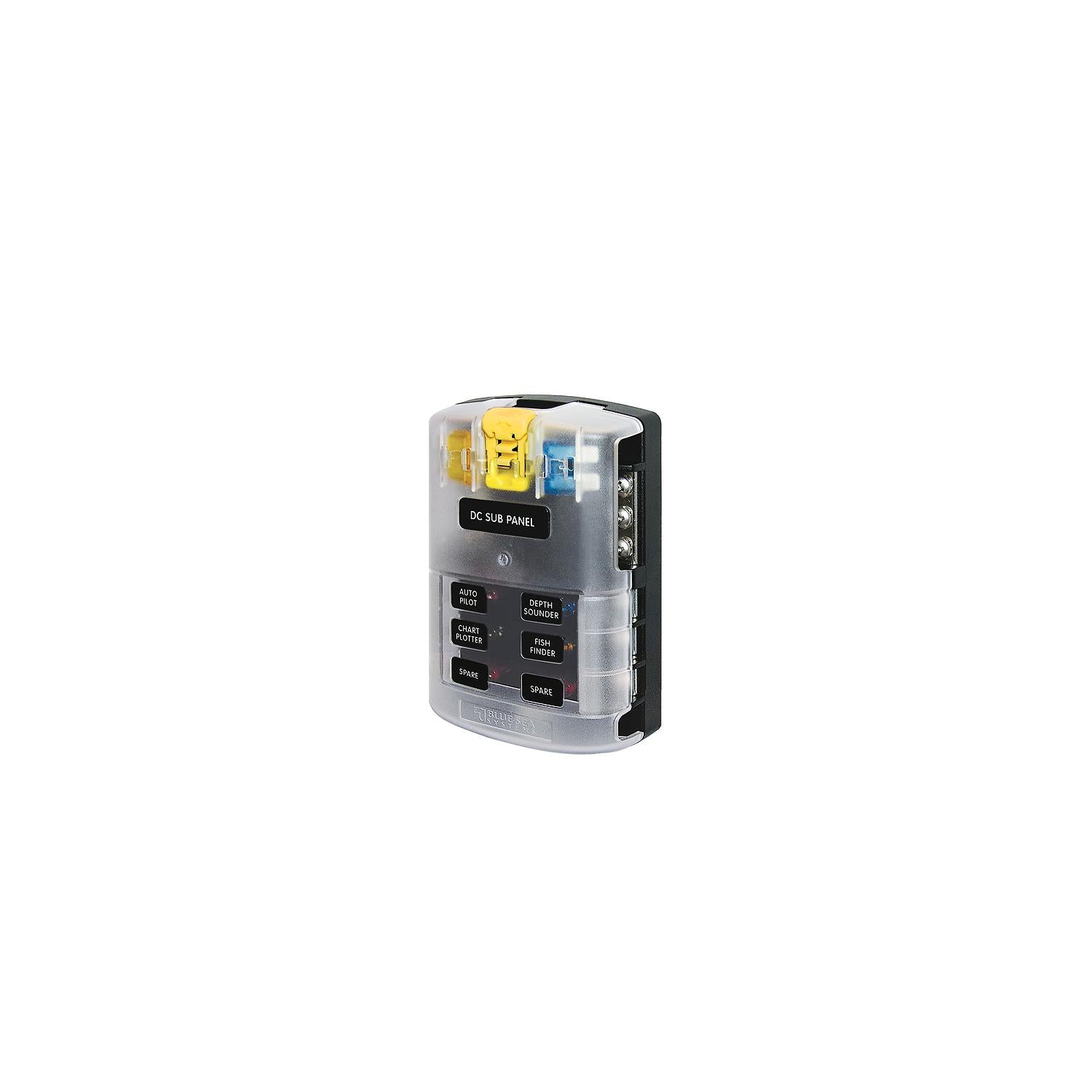 Blue Sea Systems 5025 ST Blade Common Source ATO/ATC Fuse Block w/Negative Bus - 6 Circuits with Cover 661-5025