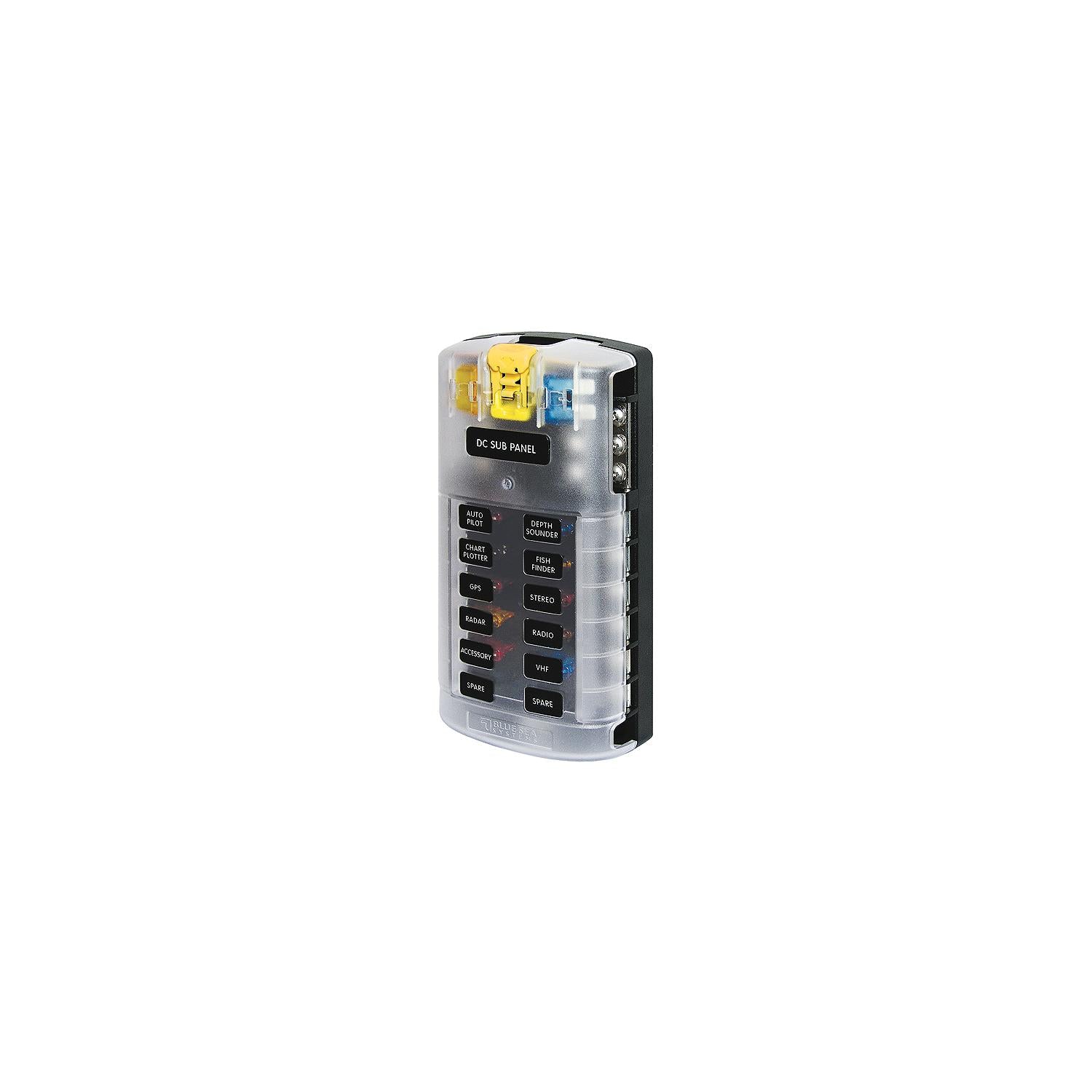 Blue Sea Systems 5026 ST Blade Common Source ATO/ATC Fuse Block w/Negative Bus - 12 Circuits with Cover 661-5026