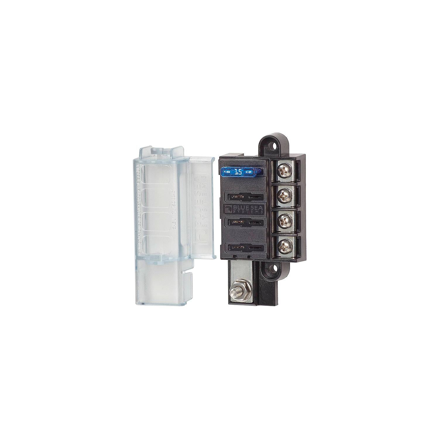 Blue Sea Systems ST Blade Compact Fuse Block - Common Source, 4 Circuits 661-5045