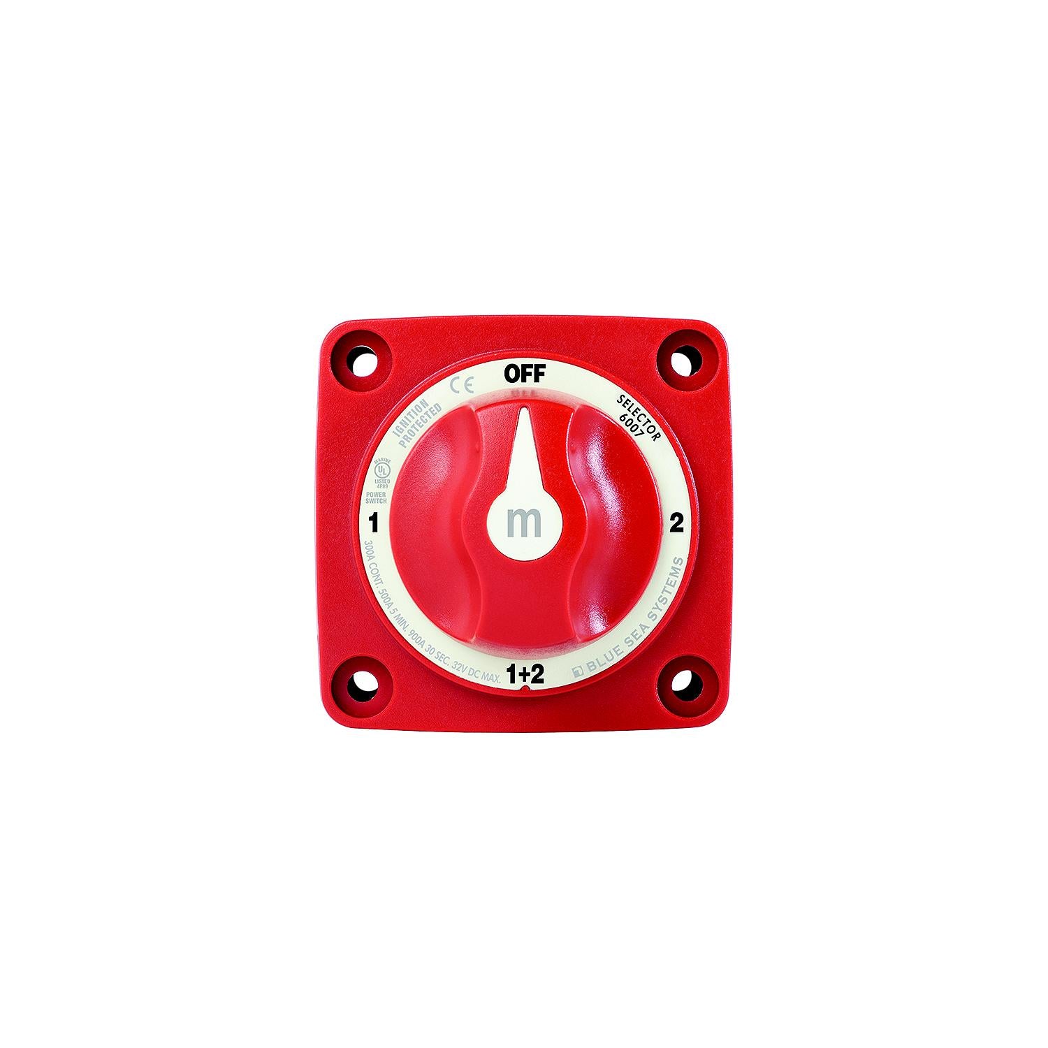 Blue Sea Systems Blue Sea 6007 Battery Switch Mini 4-Position w/Knob, Red 661-6007