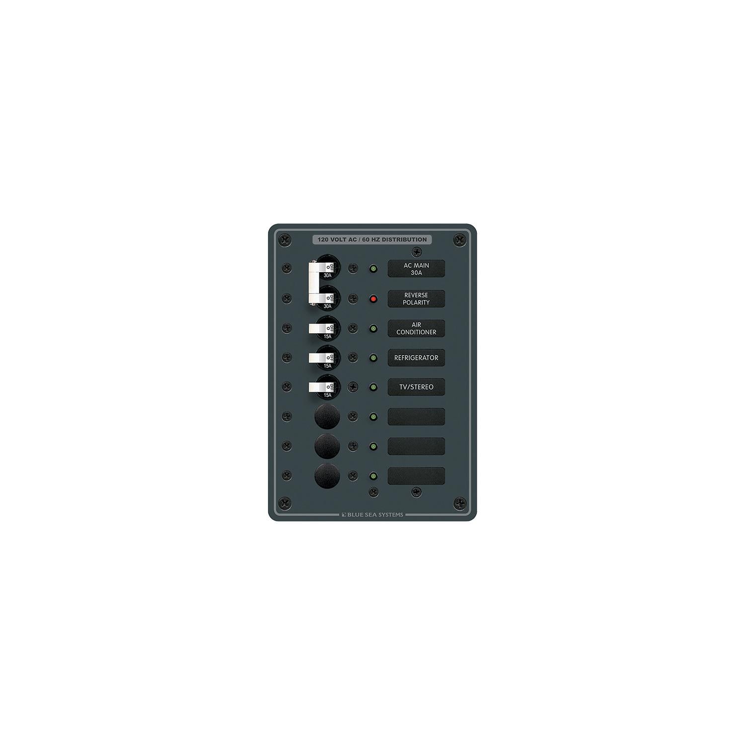Blue Sea Systems Blue Sea Systems 8027 Traditional Metal Circuit Breaker Panel - AC Main + 6 Positions