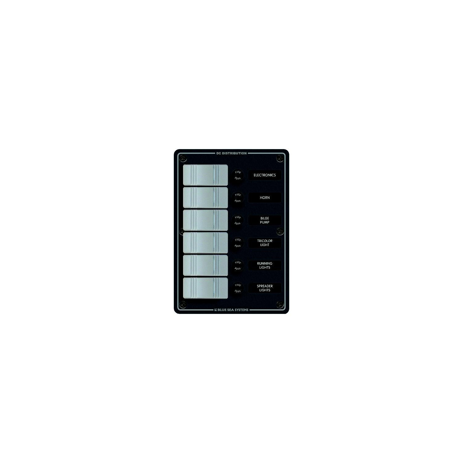 Blue Sea Systems 8053 Contura Water Resistant 12V DC 6 Position Panel, Gray 661-8053