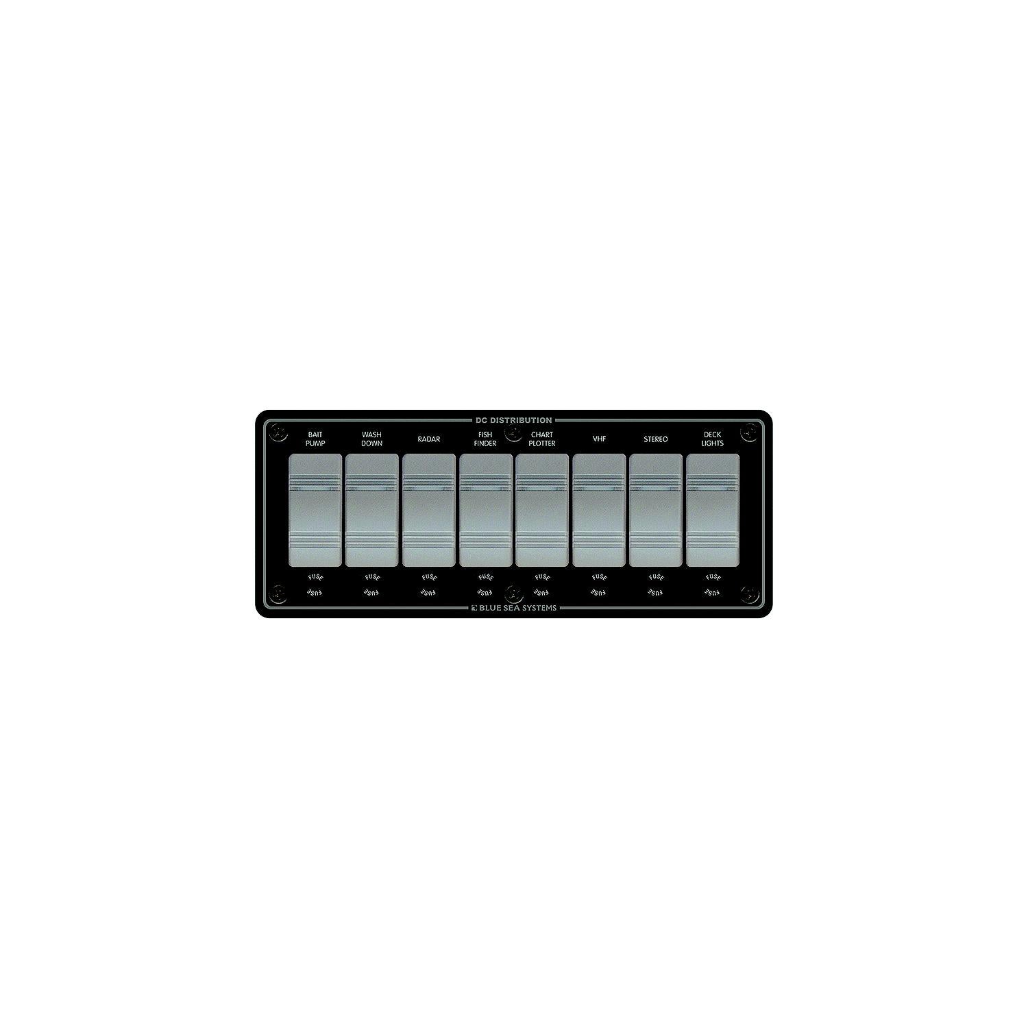 Blue Sea Systems 8261 Contura Water Resistant 12V DC 8 Position Panel, Gray 661-8261