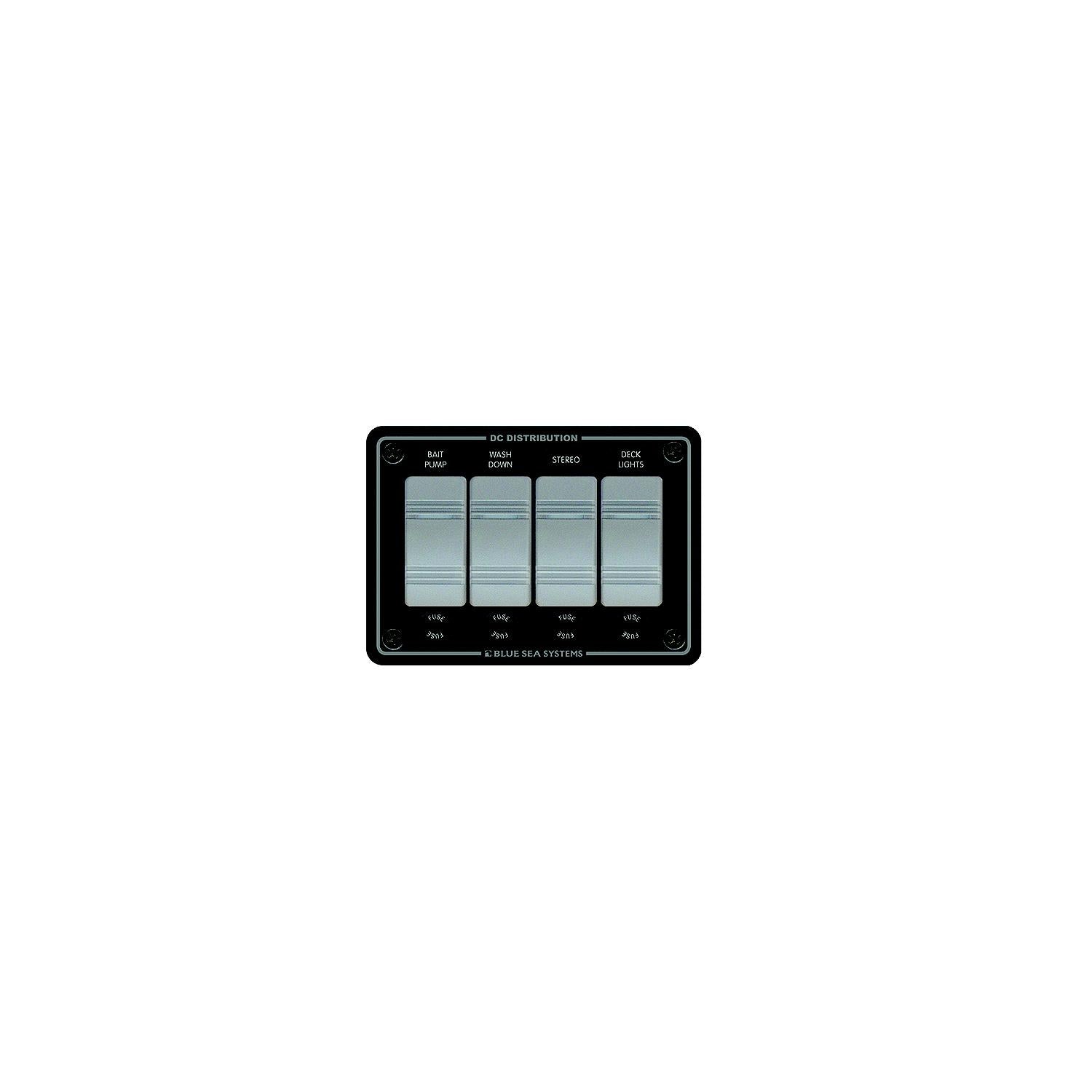 Blue Sea Systems 8262 Contura Water Resistant 12V DC 4 Position Panel, Gray 661-8262