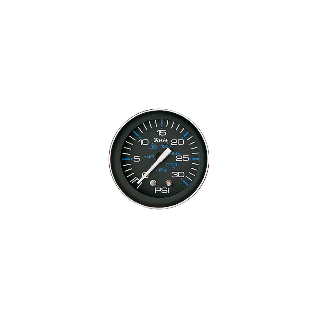 Faria Instruments Faria Instruments Faria Coral Black 2" Water Pressure Gauge Kit 30 PSI