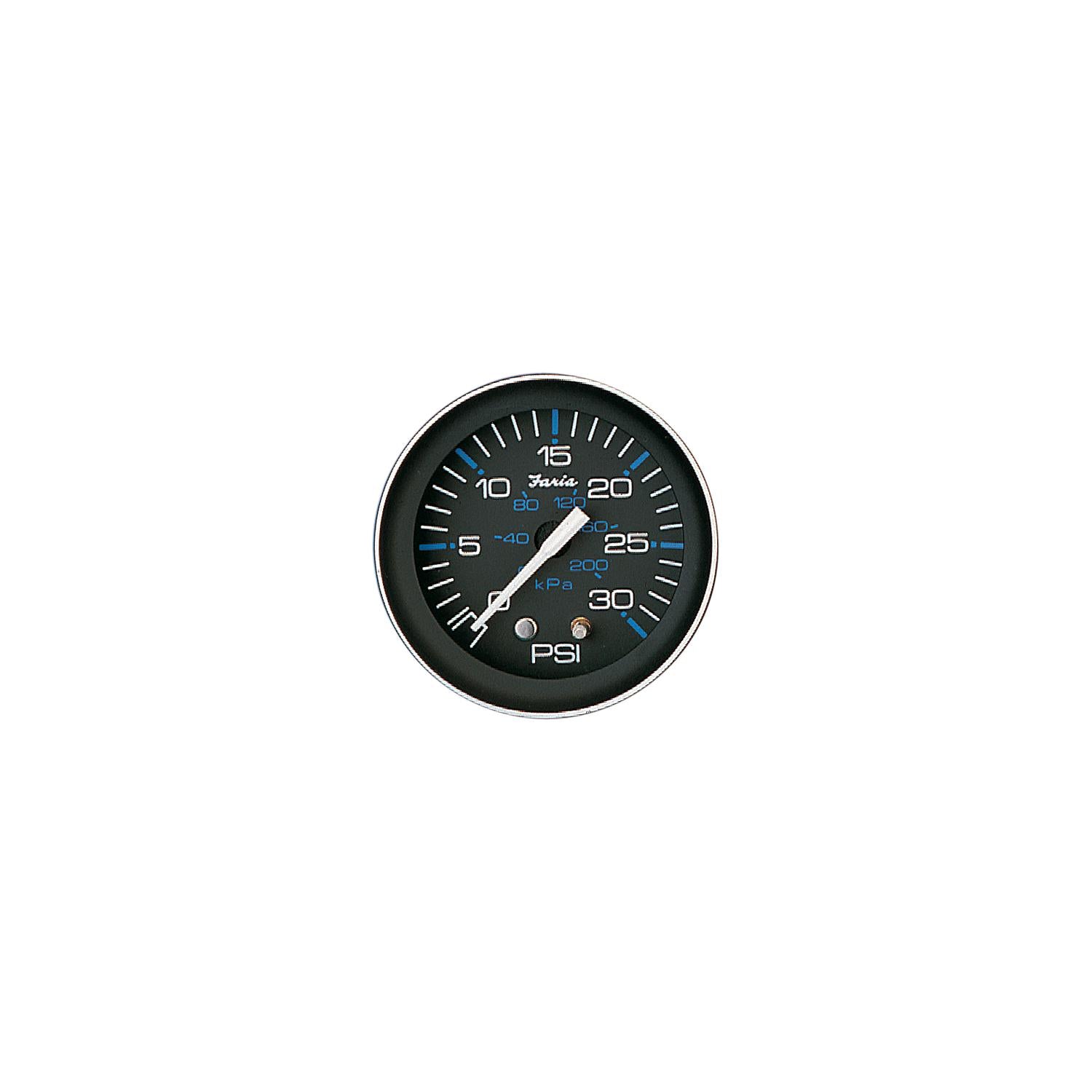 Faria Instruments Faria Instruments Faria Coral Black 2" Water Pressure Gauge Kit 30 PSI