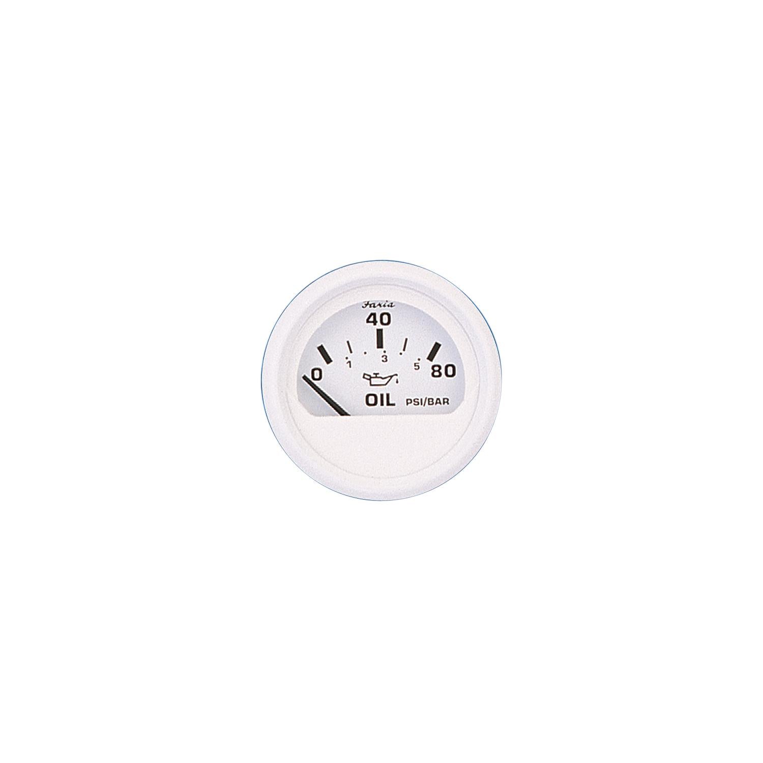 Faria Instruments Faria Dress White 2" Oil Pressure Gauge 80 PSI 678-13102