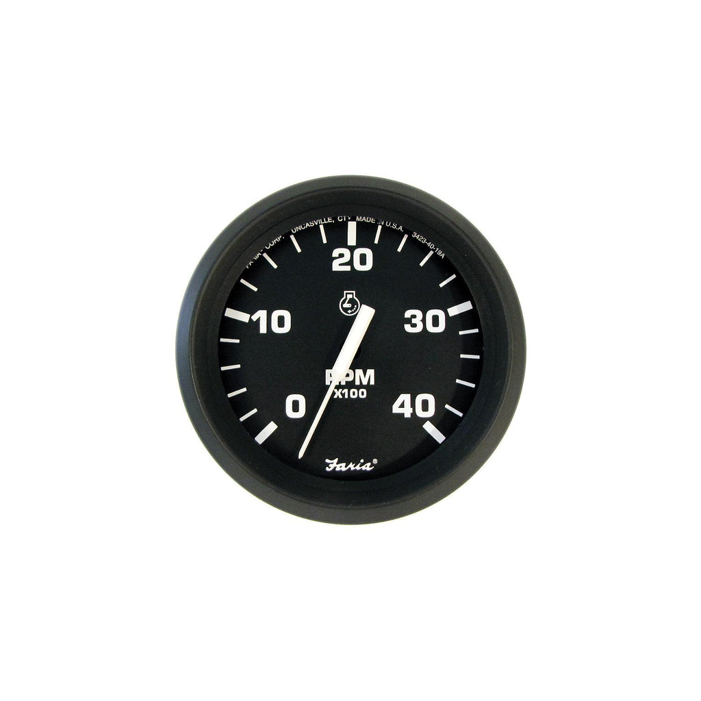 Faria Instruments Faria Instruments Faria 32842 Euro Black 4" Gauge - 4000 RPM Tachometer (Diesel) (Mechanical Takeoff & V...