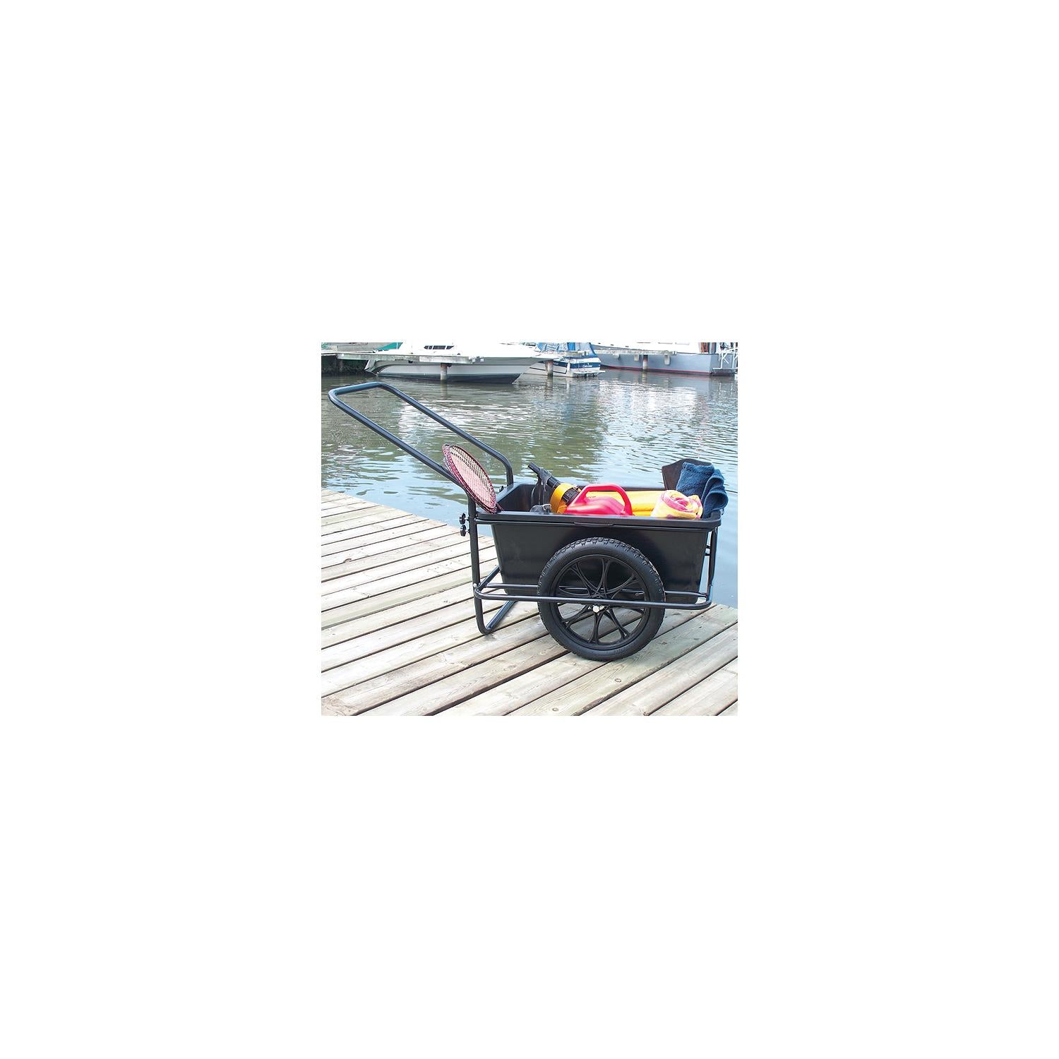 Dock Edge 90600F Powder Coated Steel Frame iCart Dock Cart With Removable Poly Bucket & Pneumatic Tires 686-90600F