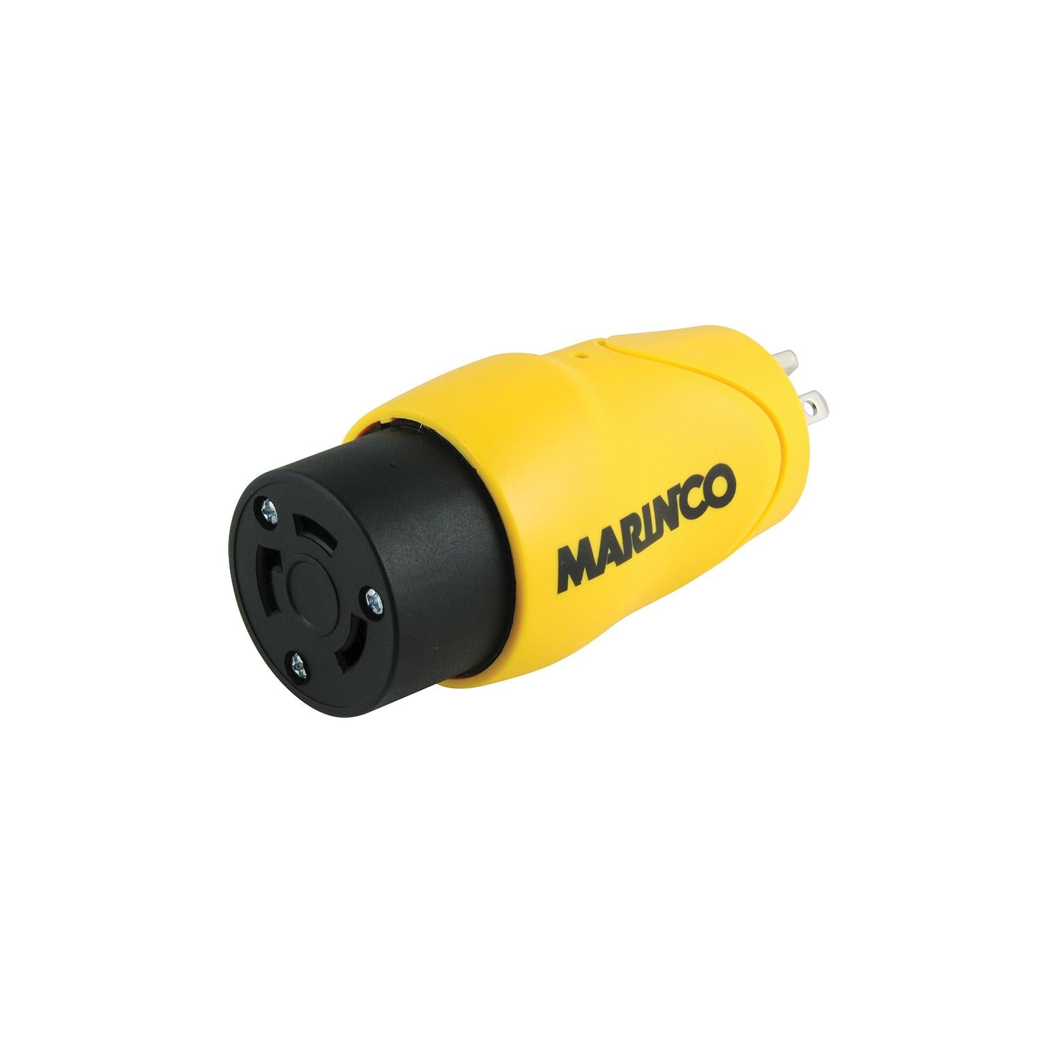 Marinco S15-30 (Old 83A) Straight Adapter Dock Side Male 15A/125V Straight Blade to Boat Side Female 30A/125V Locking 69-S1530