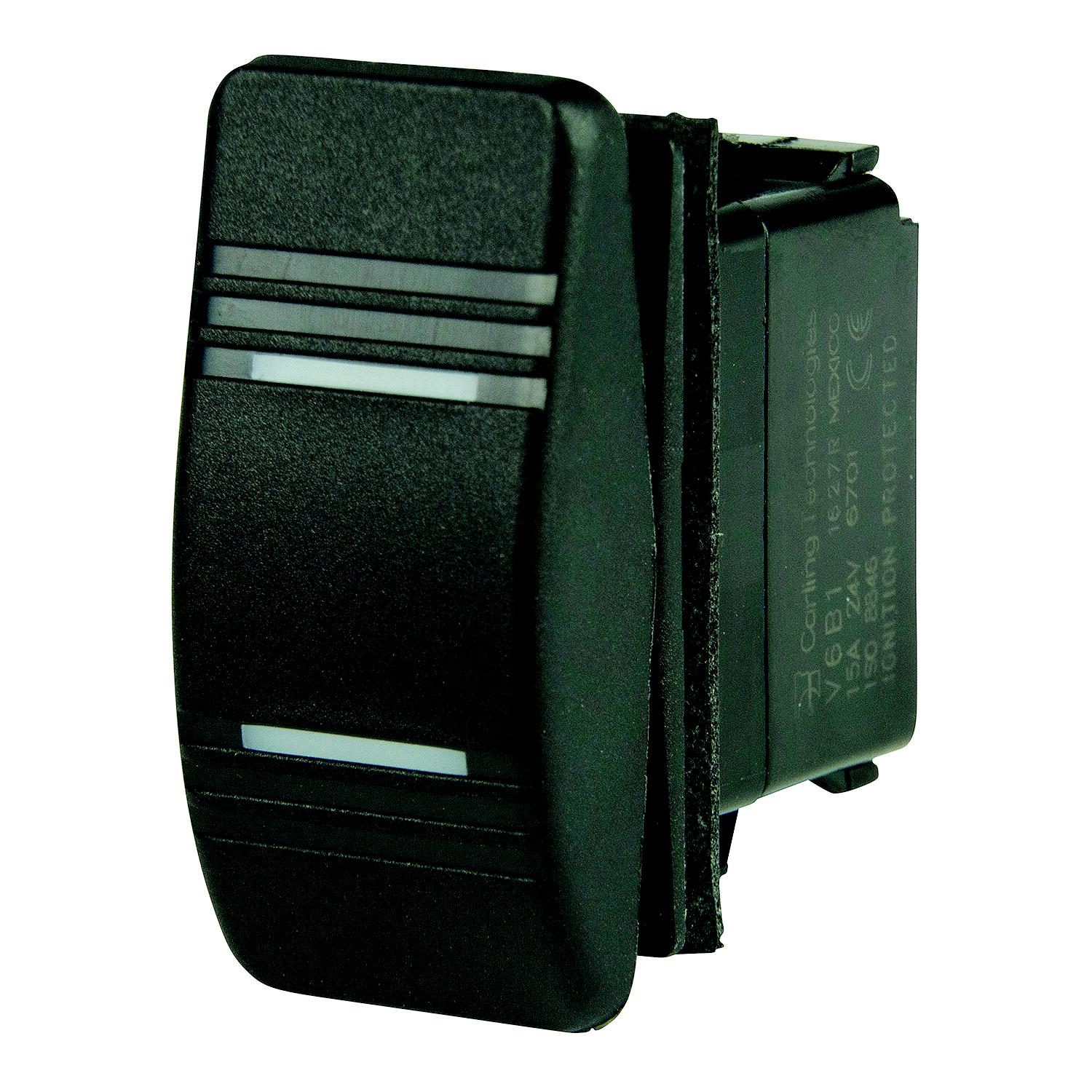 BEP 1001803 Weather Resistant Contura Rocker Switch, On/Off/On, SPDT, 1/4" Blade Terminals, Illuminated Amber (2 Positions) 969-1001803