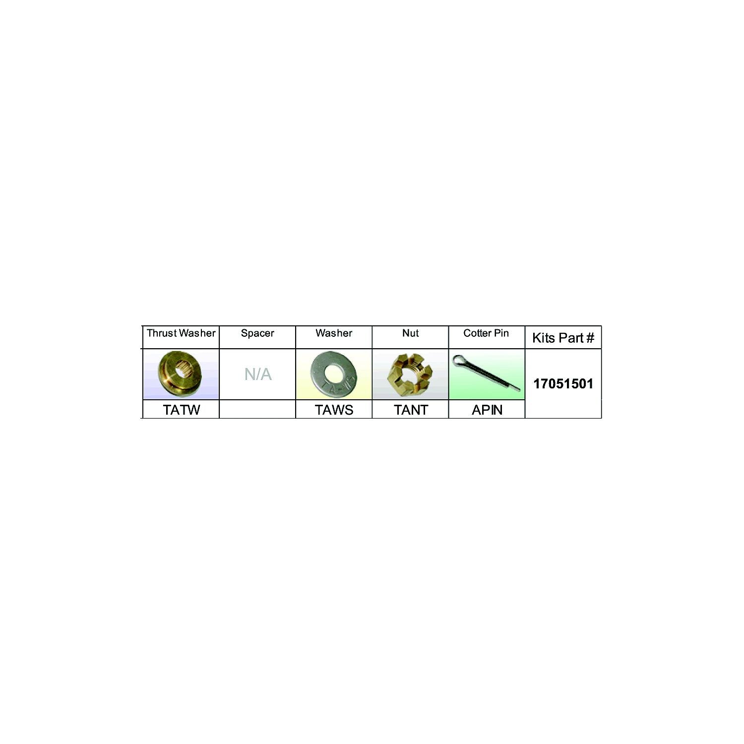 Solas 17051501 Fixed Hub Prop Hardware Kit - Nissan/Tohatsu, Type A 496-17051501